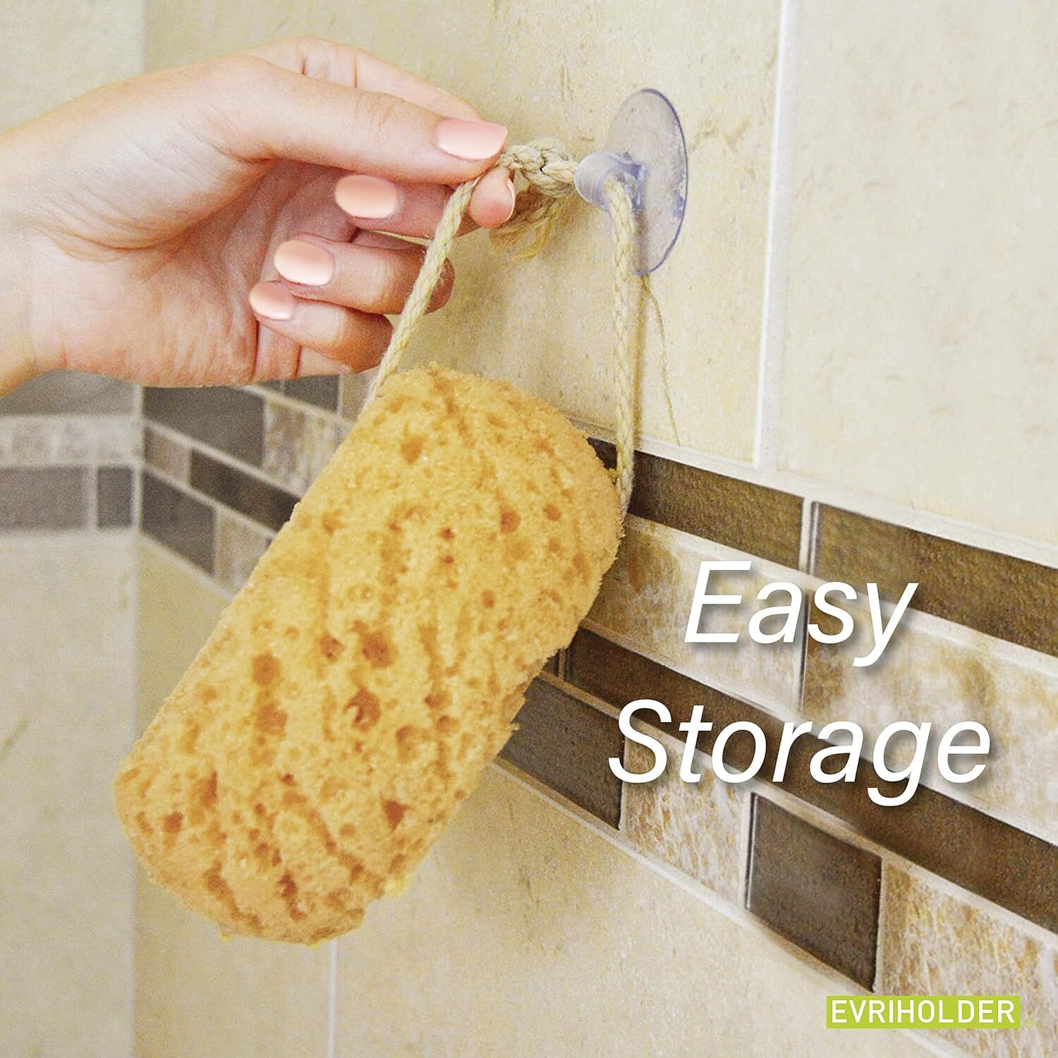 Evriholder Foam Body Sponge for Exfoliating Large 1 Count (Pack of 2), Tan
