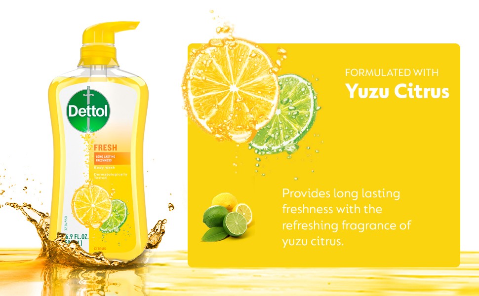 Fresh Body Wash and Shower Gel, Fresh Yuzu Citrus Scent Body Wash, 16.90 Fl Oz
