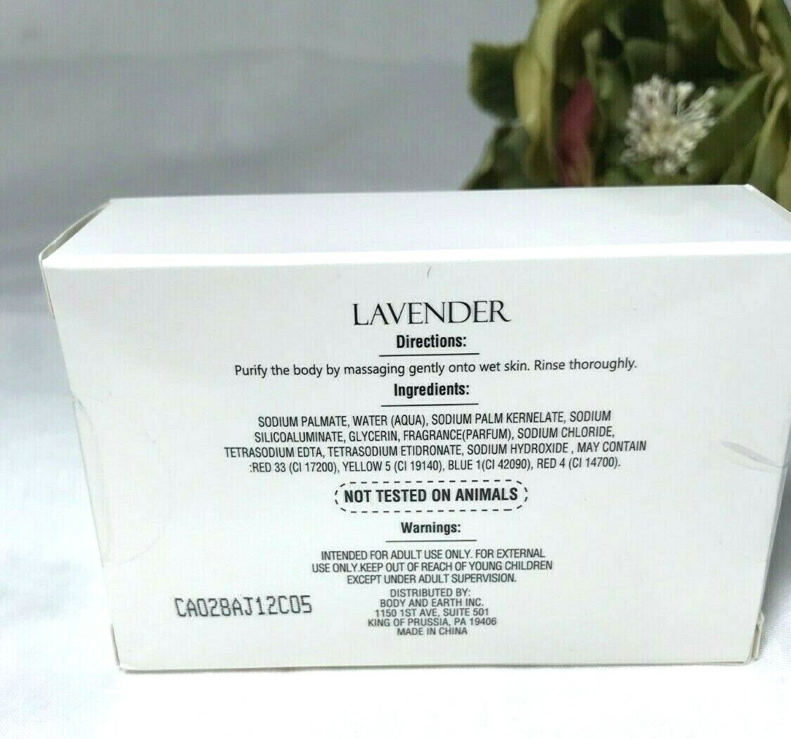 Single Travel Size New Body & Earth Lavender Scented Bar Soap Non-Toxic Gentle