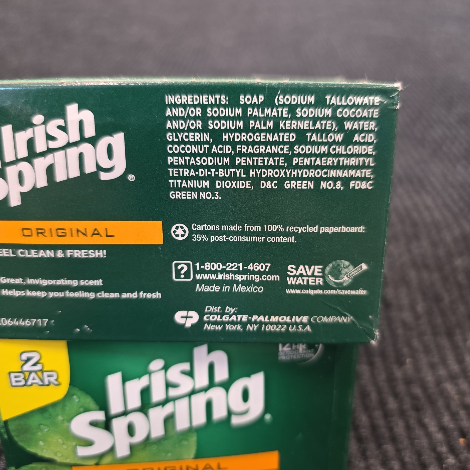 Original Irish Spring Deodorant Soap 4 Bars 3.7 oz No Flaxseed Oil New Sealed