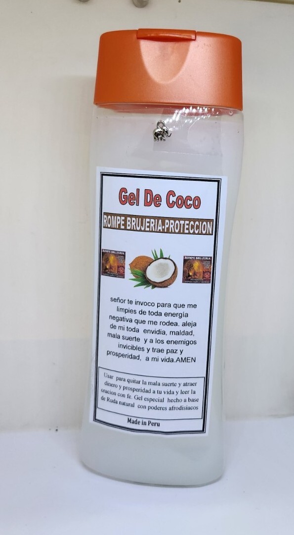 BAÑO DE COCO GEL 100% PURO ROMPE BRUJERIA Y PROTECCION ORACION Y AMULETO GRATIS