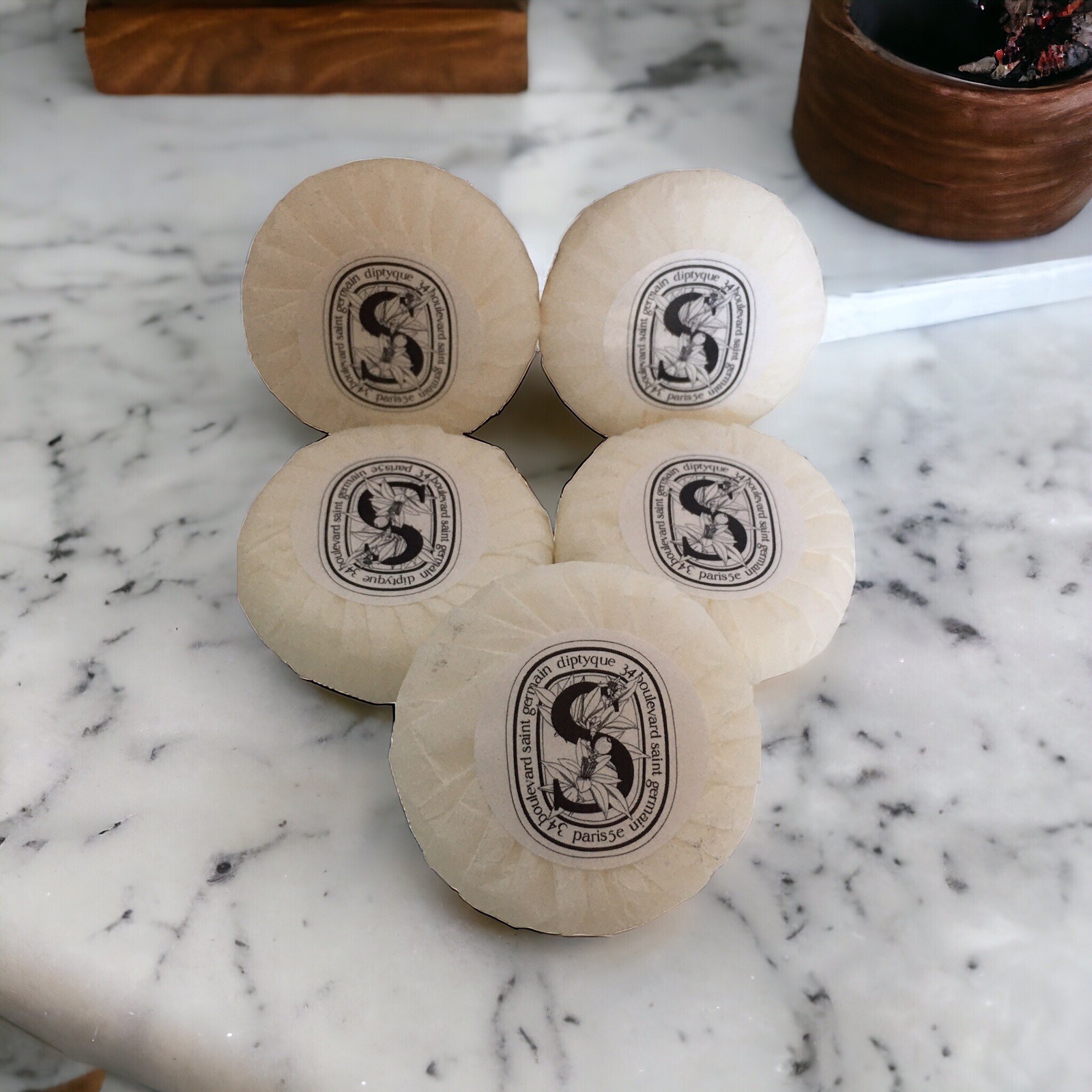 5 Diptyque L’ART DU SOIN Travel Size Soap Bars Exclusively for LA BOTTEGA 1.1oz