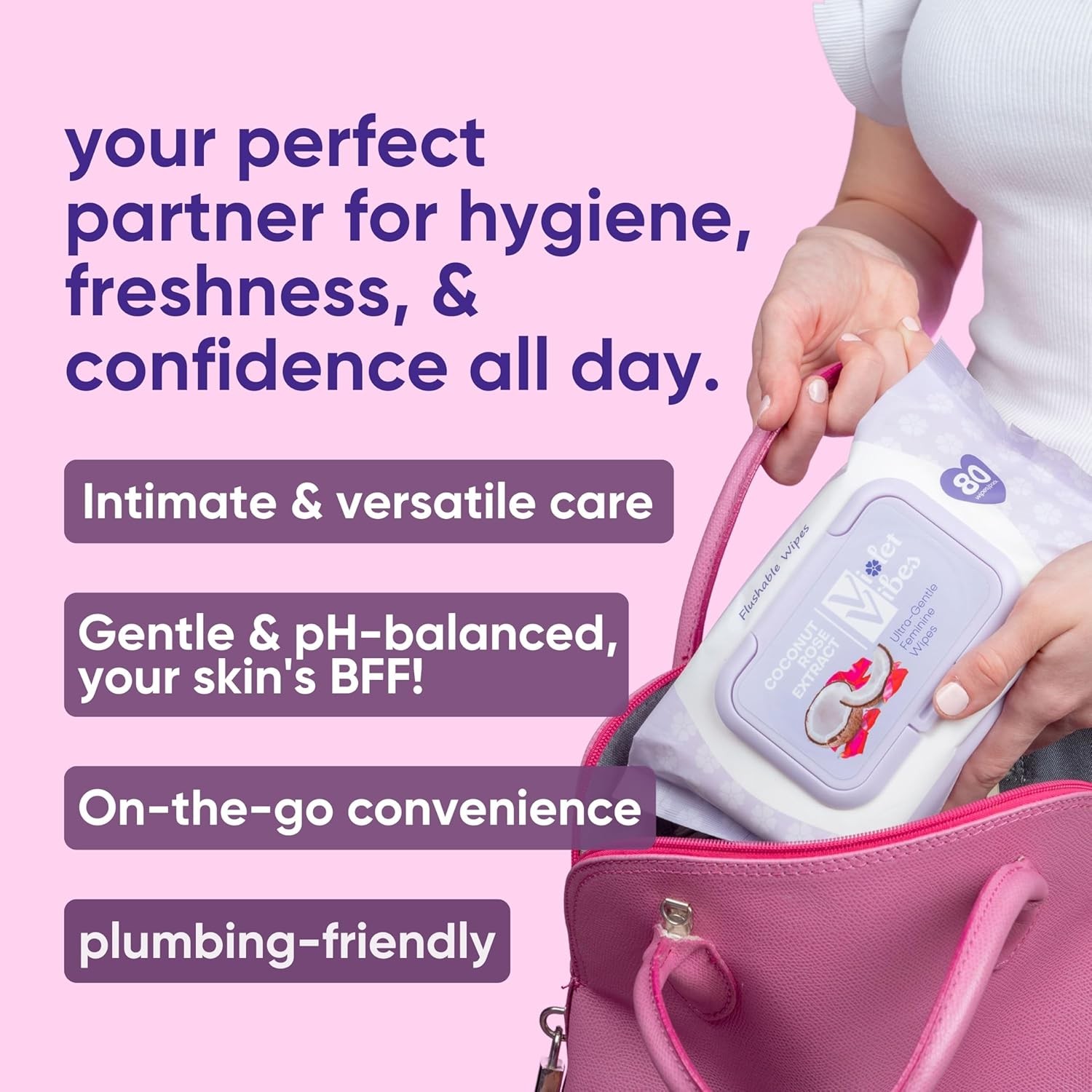 160-CT Flushable Wipes for Women – Gentle on Sensitive Skin Plant Based