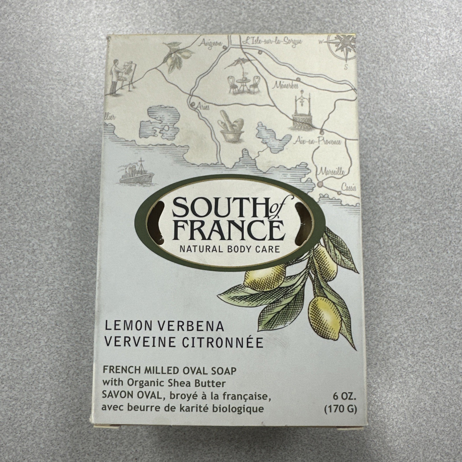 South of France French Triple Milled Oval Bar Soap Lemon Verbena 6 oz Natural