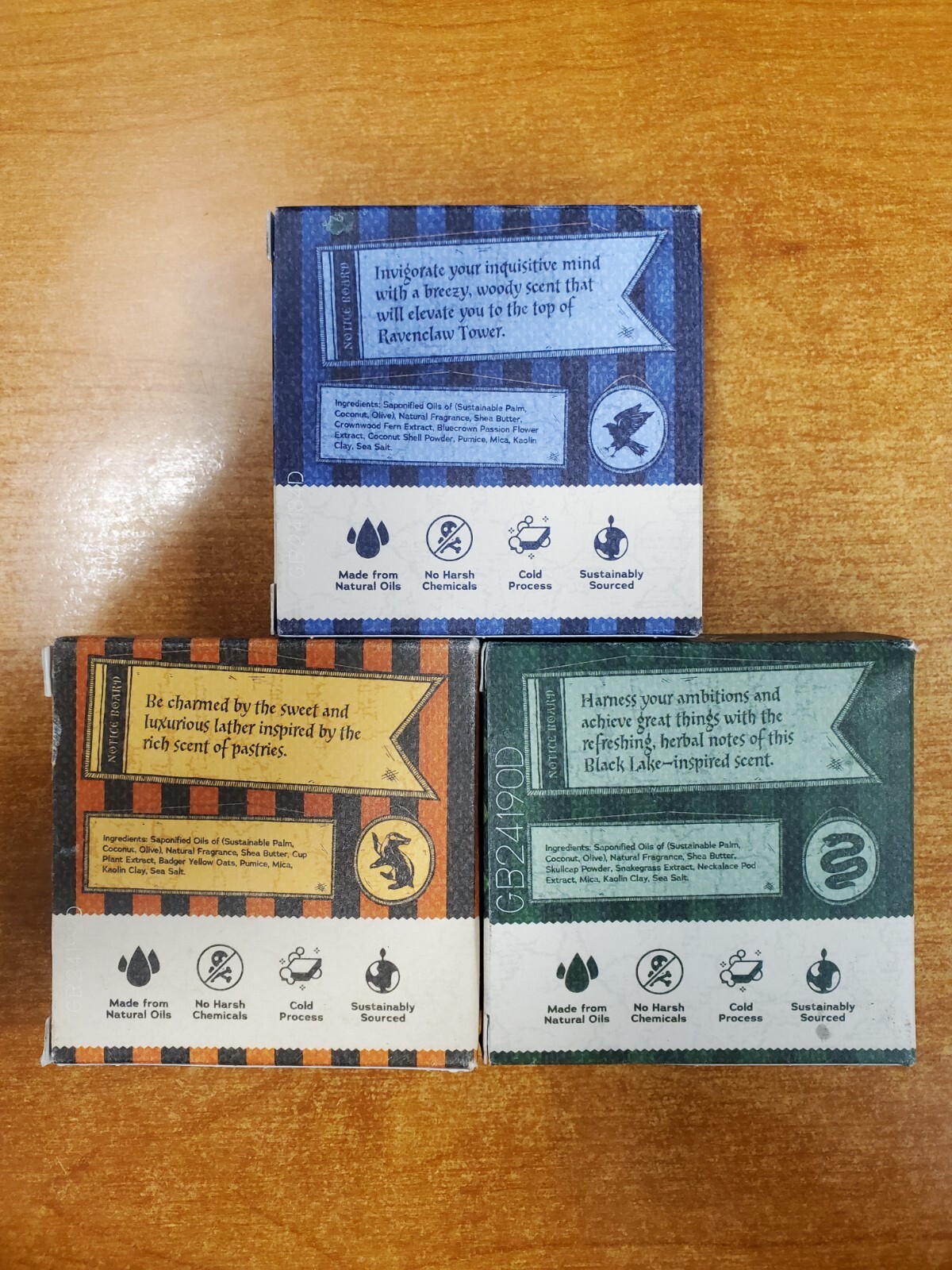 3 Pack: Dr. Squatch Harry Potter Bar Soap Ravenclaw/Slytherin/Hufflepuff E11B