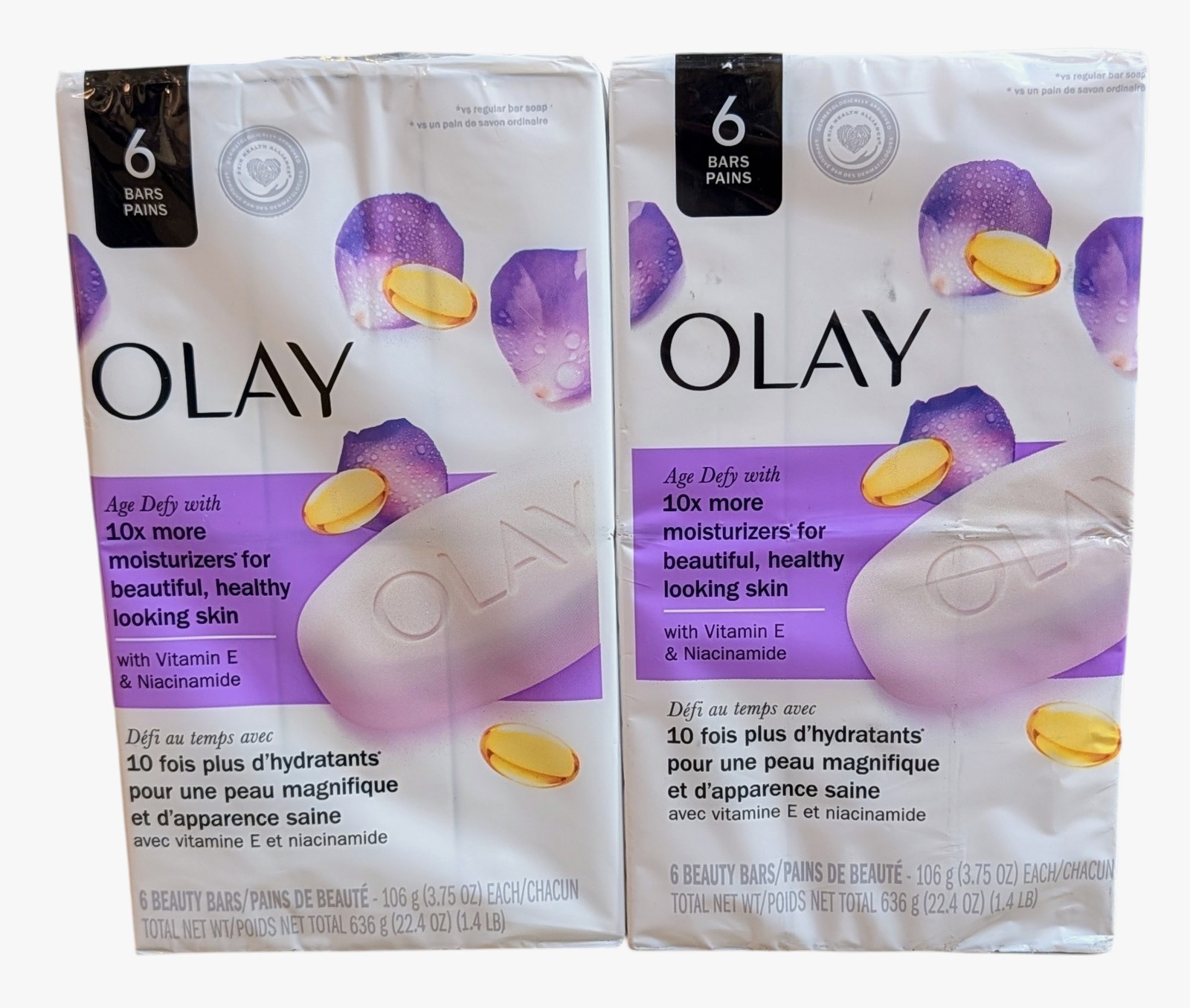 2 Olay Age Defy Bar Soap With Vitamin E & Niacinamide – 6 Pack Each – 12 Total