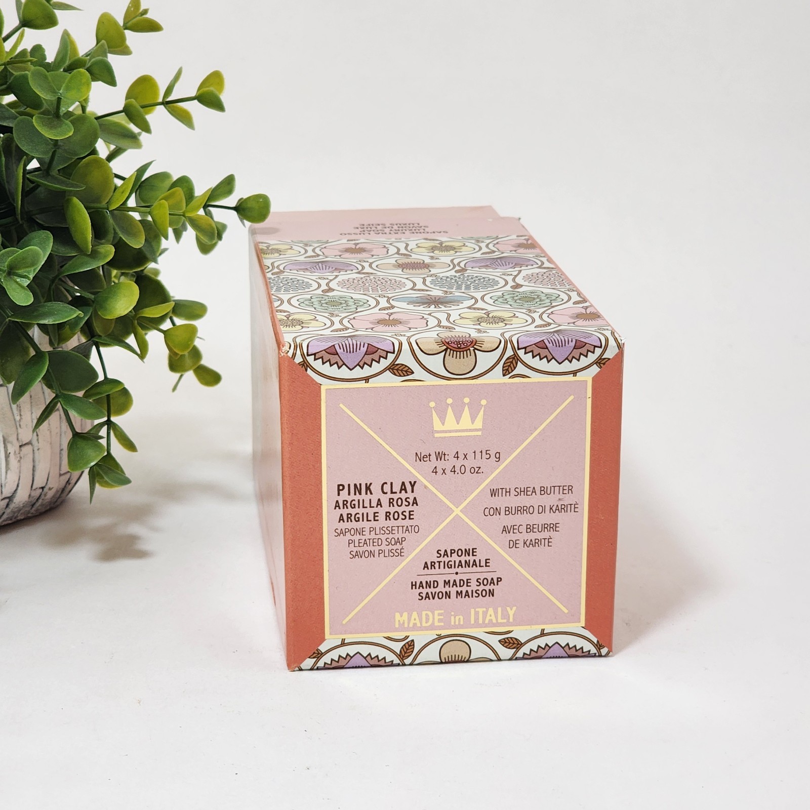 Pink Clay with Shea Butter Soap Bar 4 x 4 oz Each Sealed Saponerie Mario Fissi