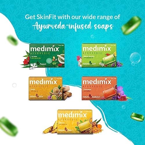 Medimix Cool Soap Menthol Vetiver Grape Seed 125g Ayurvedic 5Pc Vegan Bar
