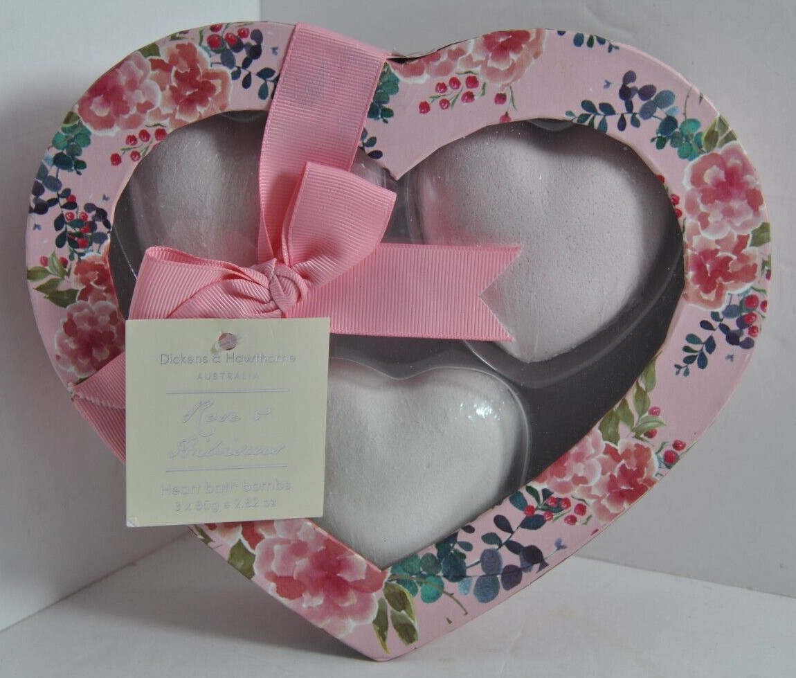 Lot of 2 Red Rose Luxury Soap 5.3oz & Dickens & Hawthorne Heart Shape Bath Bombs