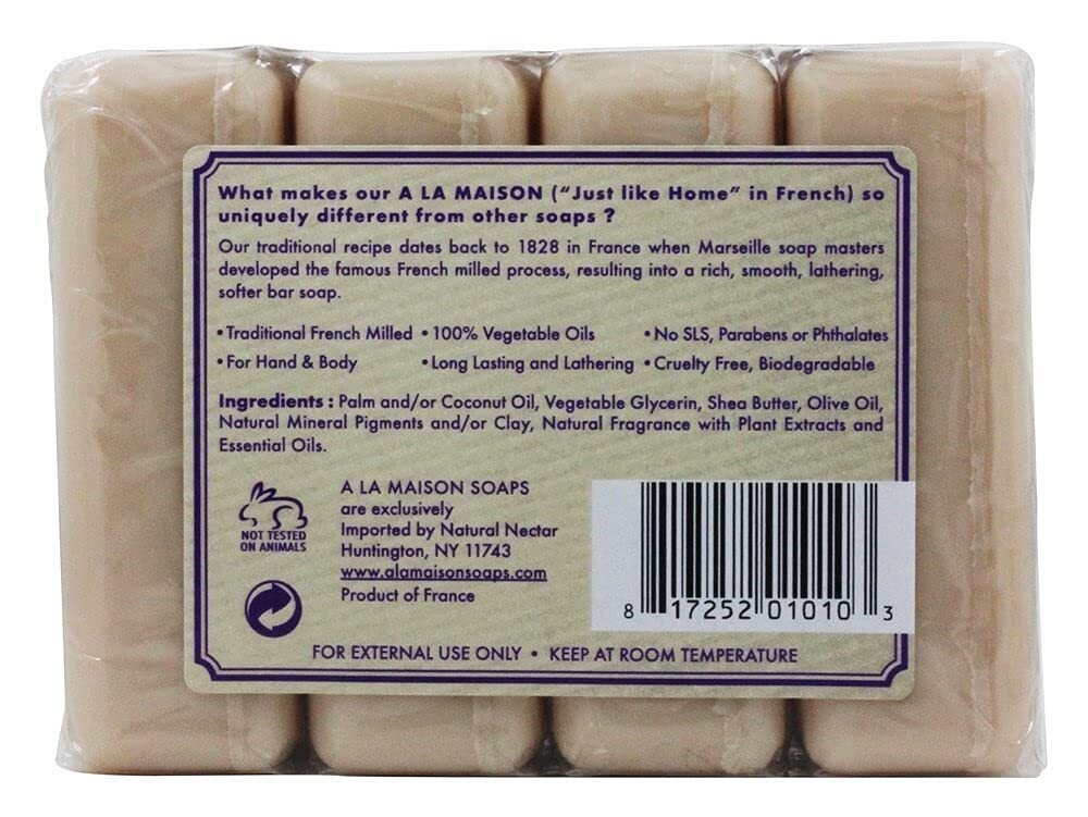 A La Maison Lavender Flowers Bar Soap with Shea Butter & Olive Oil 14 oz 4 Count