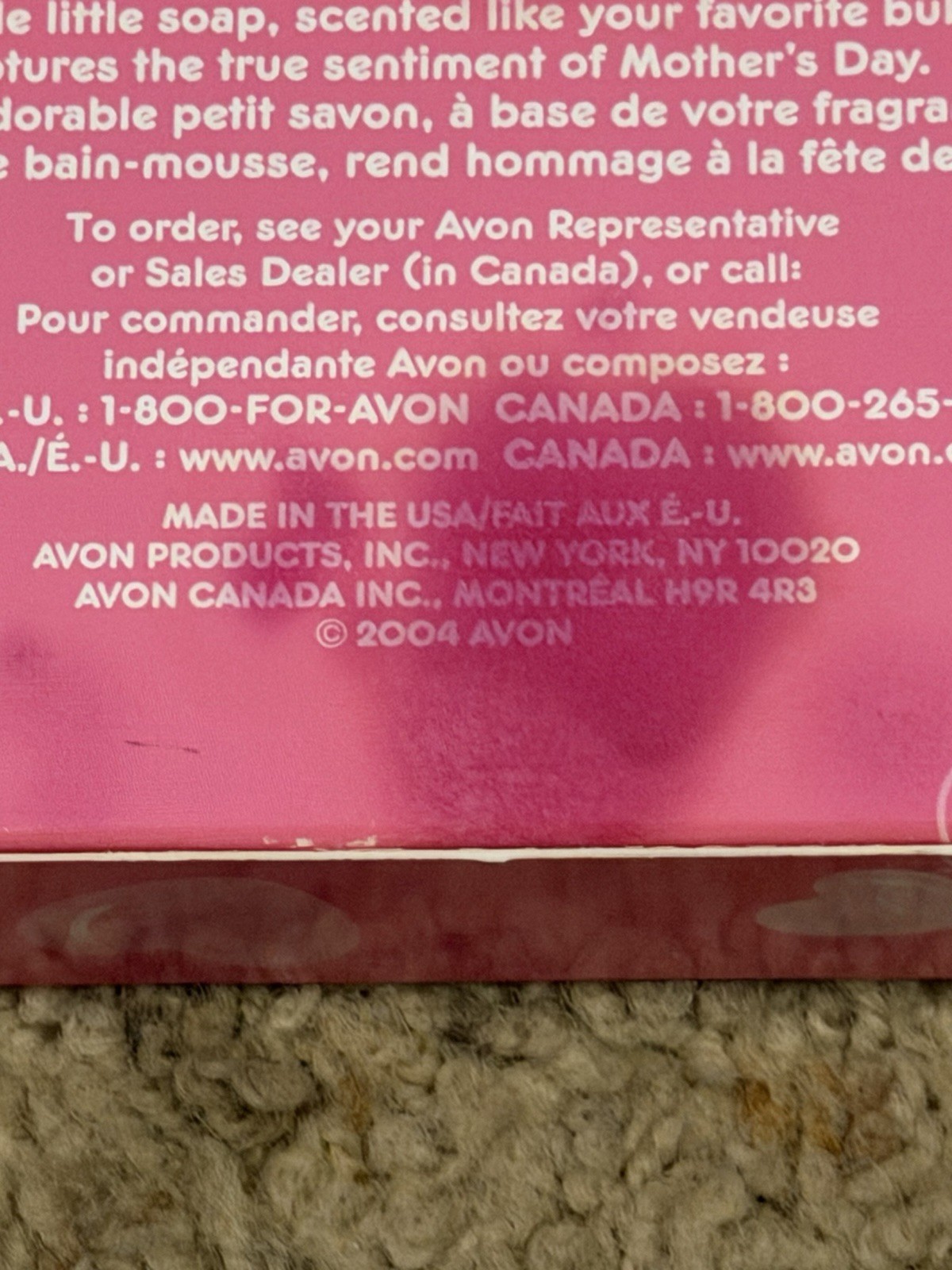 VTG 2004 Avon Mom Body Bar Soap, Bubble Bath Scent, Pink Hearts, 5 oz, USA made