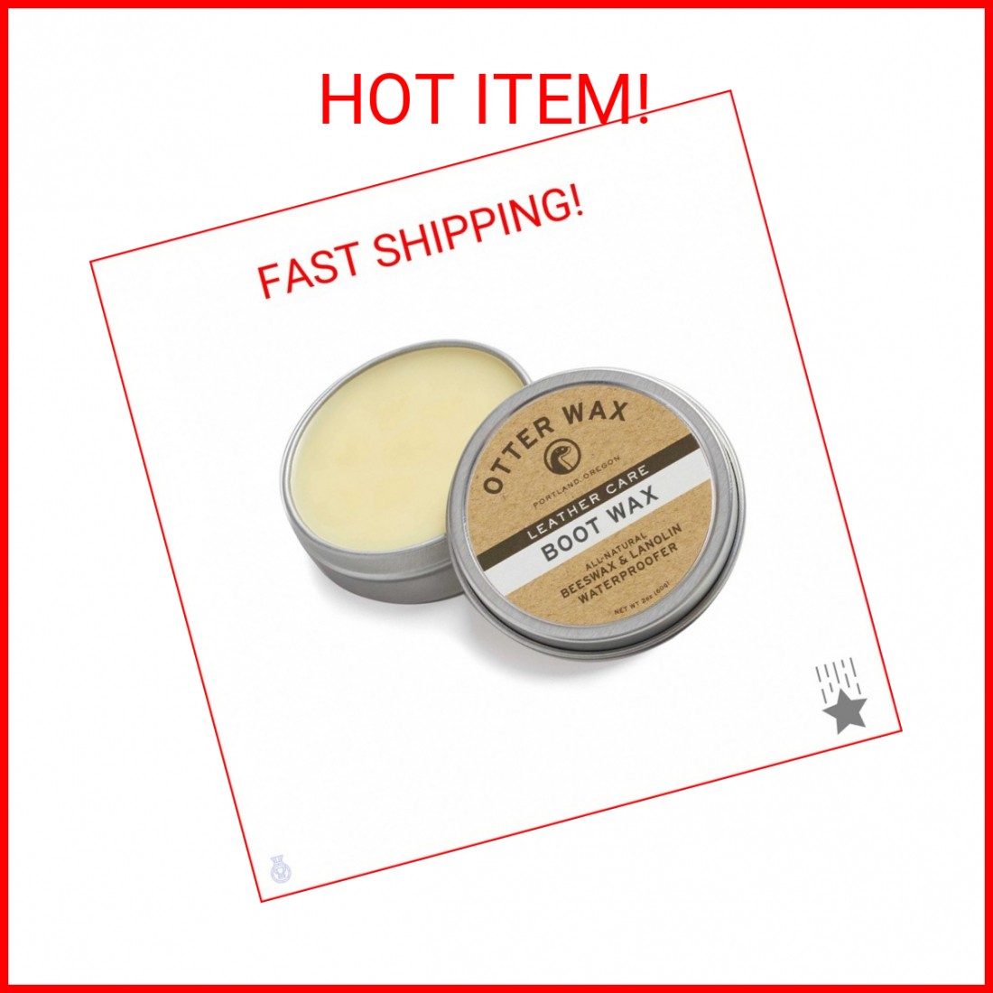 Otter Wax Boot Wax | 2 Oz | All-Natural Leather Waterproofing Wax | Heavy Duty W