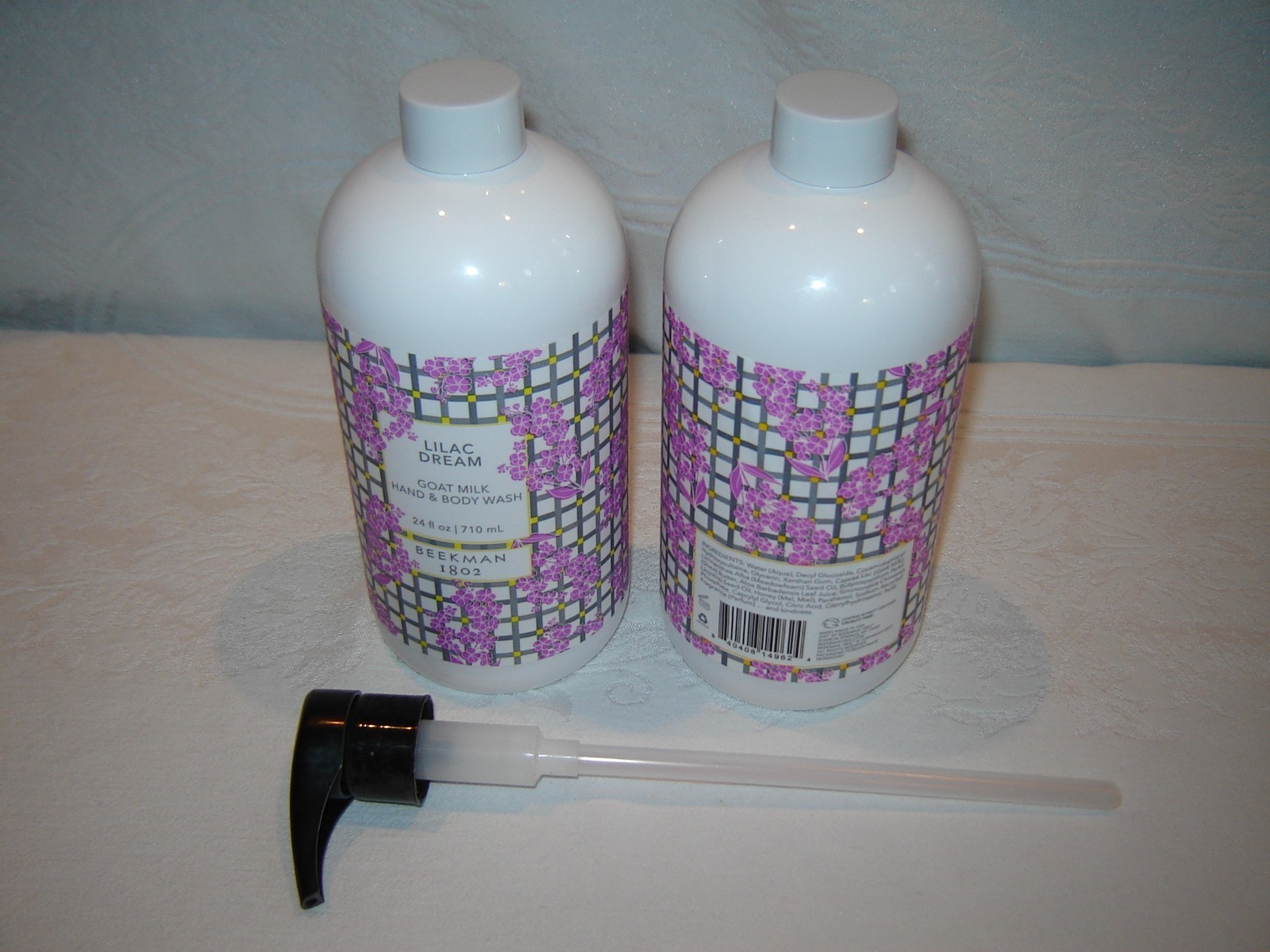 2 SEALED 24 fl oz Beekman 1802 Lilac Dream Goat Milk Hand & Body Wash w/1 Pump