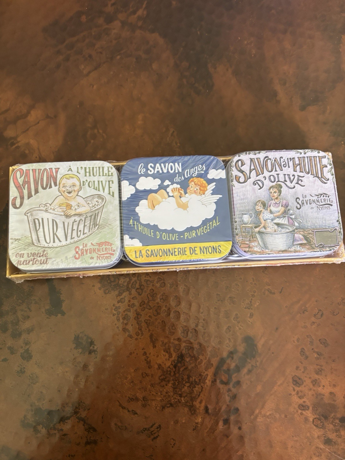 La Savonnerie de Nyons pur vegetal soap d’olive/3 Sets of 3 NEW TINS/Your Choice