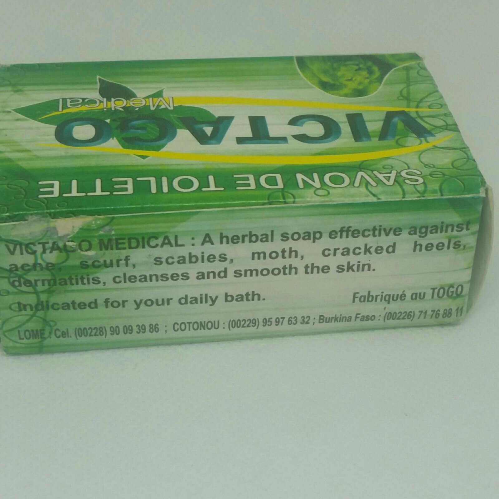 1×VICTAGO Herbal Black Soap Natural African Organic Raw Acne Cleanser 4oz