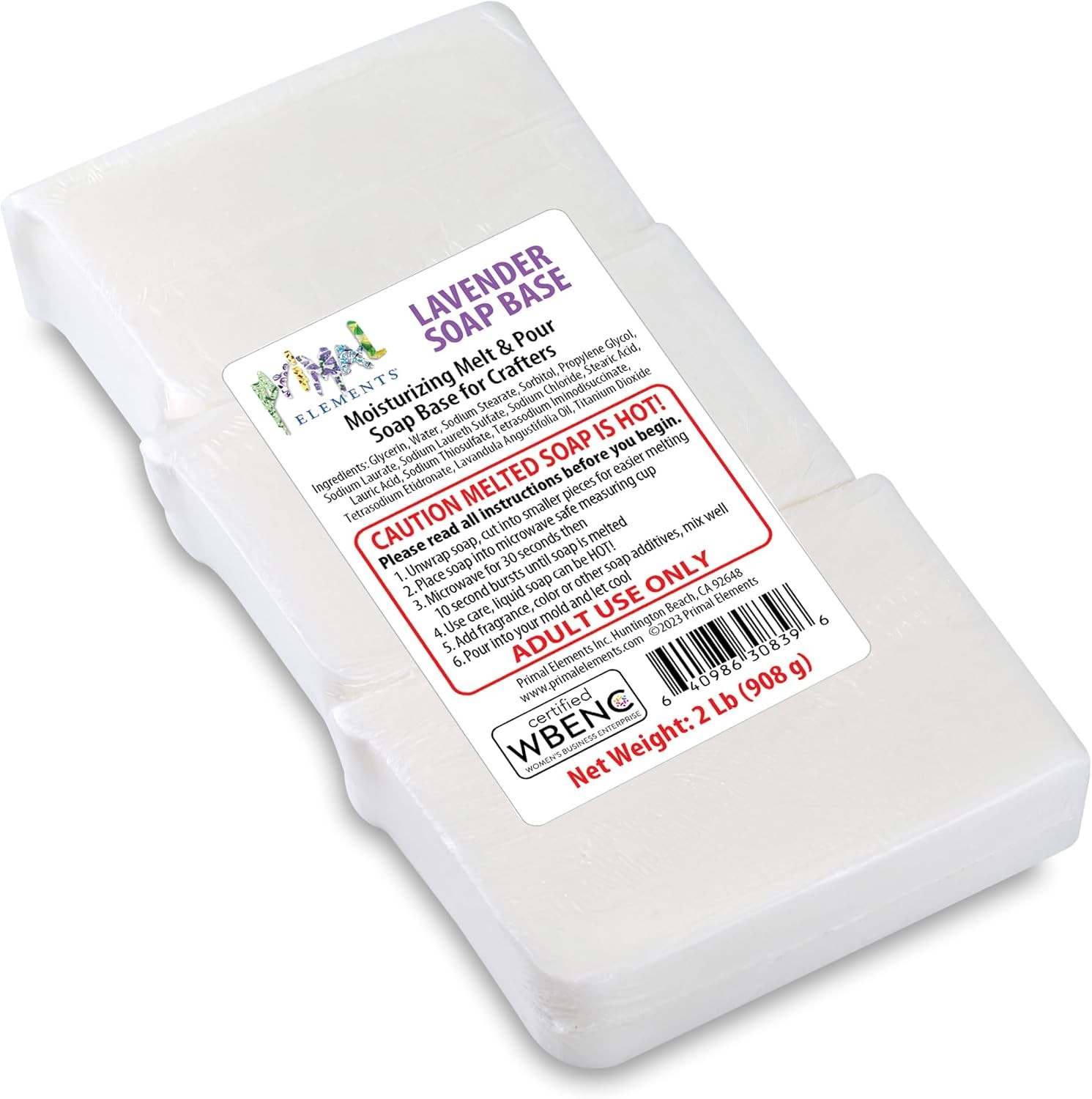 Primal Elements Lavender Essential Oil Soap Base – Moisturizing Melt and Pour Gl