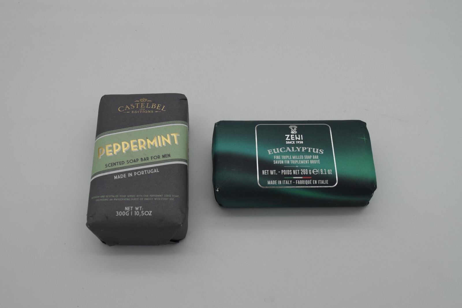 Lot Of 2 Bar Soap- Castelbel LTD Ed Peppermint 10.5 Oz & Zeni Eucalyptus 9.1 Oz