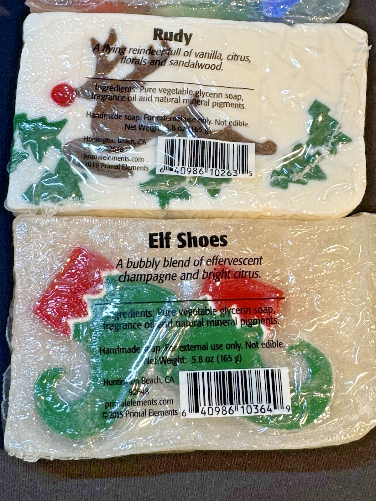 Primal Elements Handmade Soap Set of 4 Christmas 5.8 ounce packages