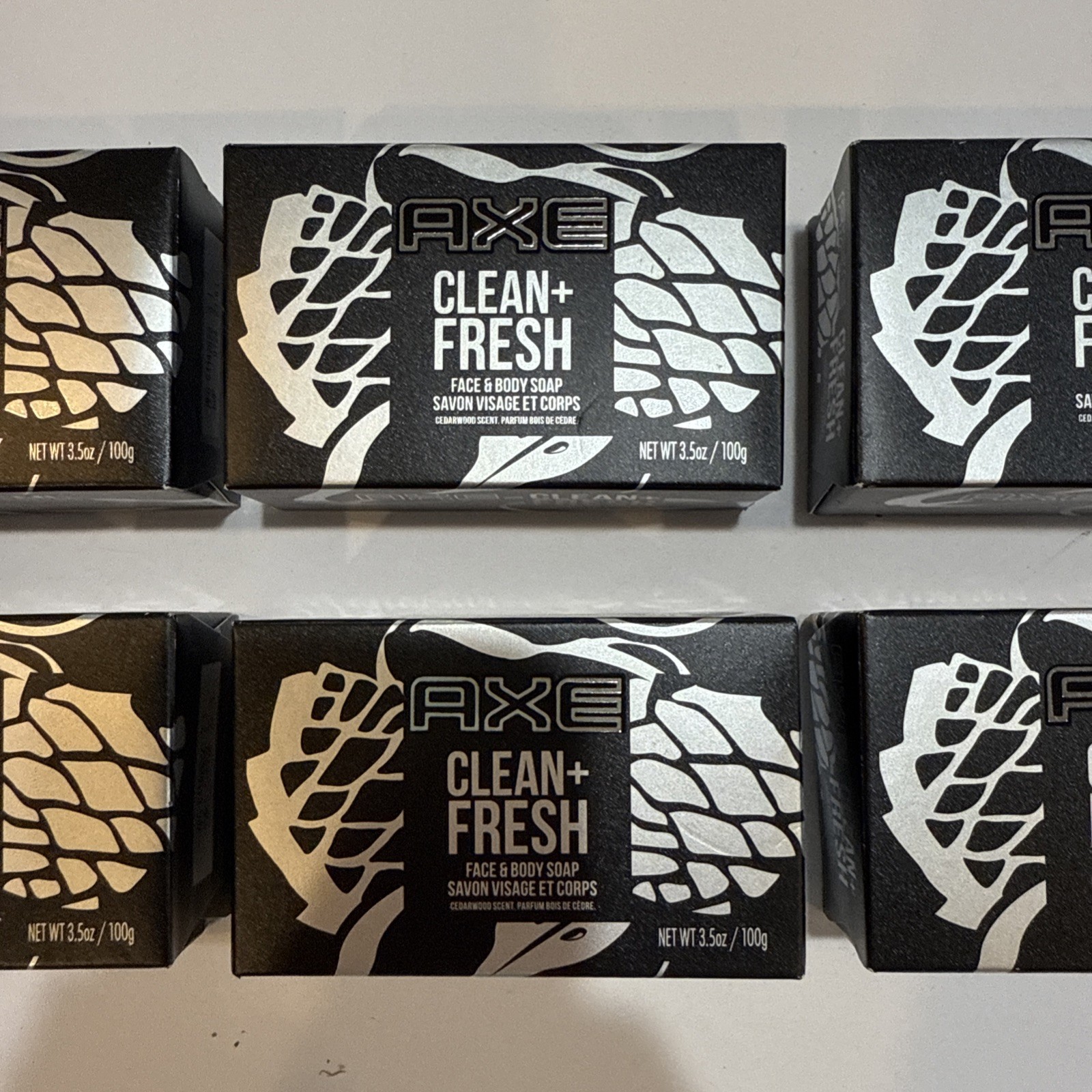 NEW! Case Of 6 Bars Of Axe Clean & Fresh Face & Body Soap 3.5oz Each Bar