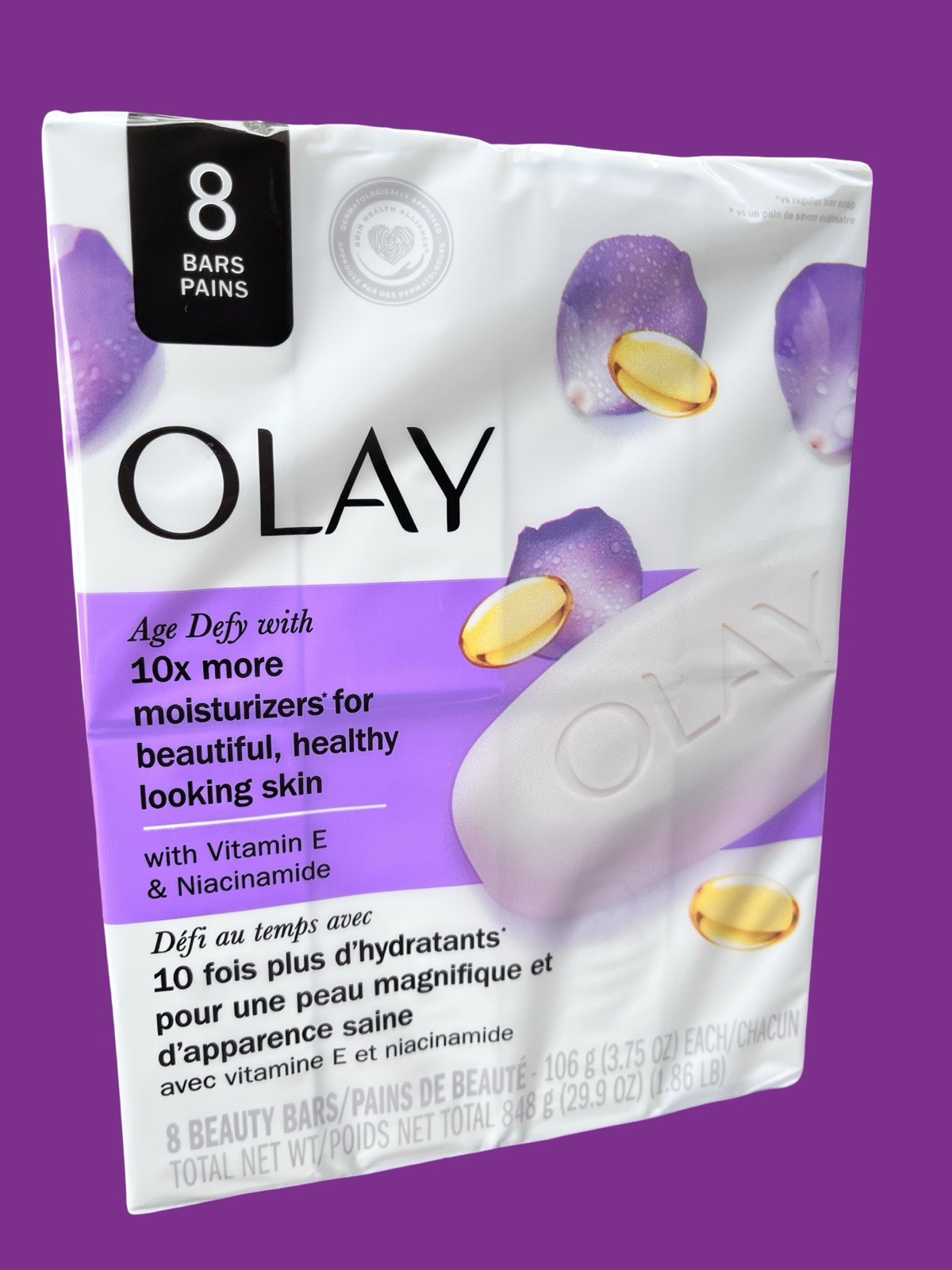 OLAY Age Defy Beauty Bar Soap 8 Pack 10X Moisturizers Vitamin E 3.75oz