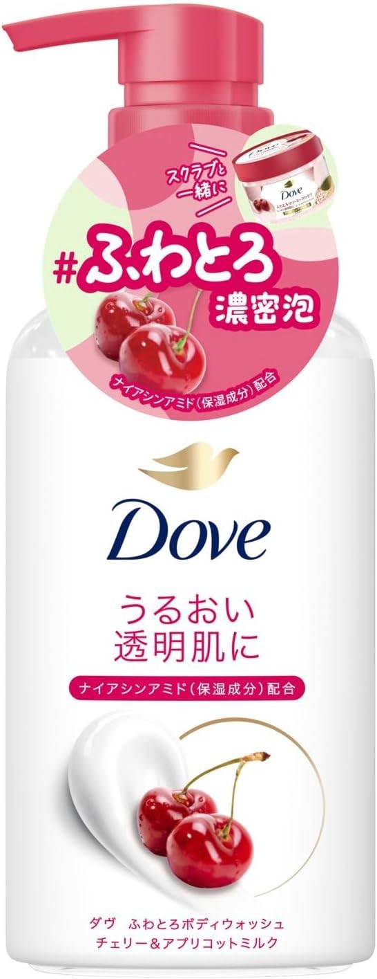 Dove Body Soap Fluffy and Creamy Body Wash Cherry & Apricot Milk Pump 450g Japan