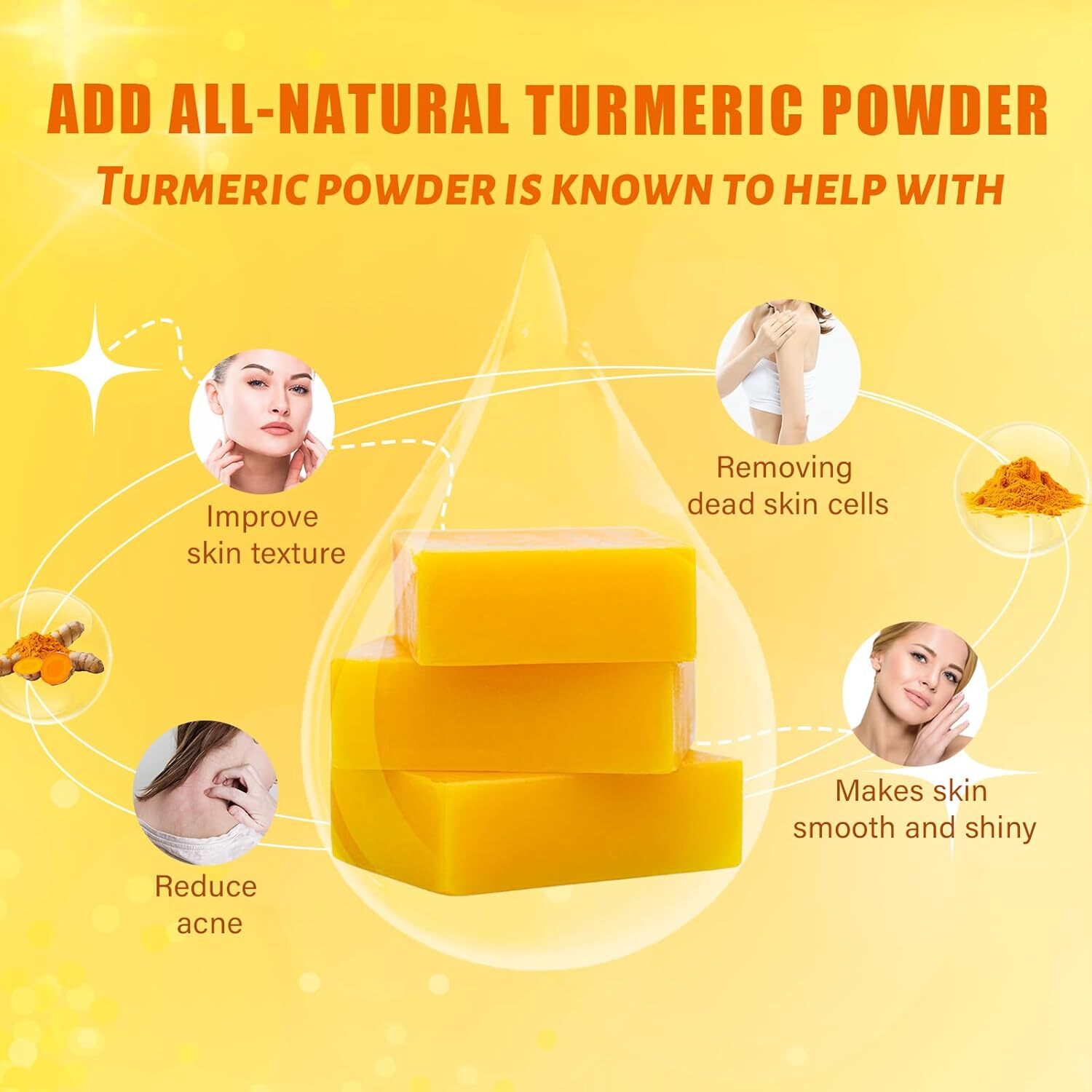 3 Pack Turmeric Soap Bar for Face, Body Cleanser, Organic Turmeric Soap Handmade