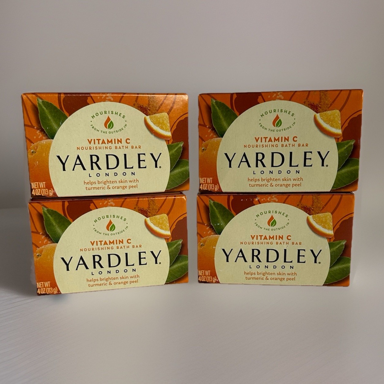 4x Yardley London Vitamin C Bath Bar Turmeric Orange Peel Soap 4oz Each