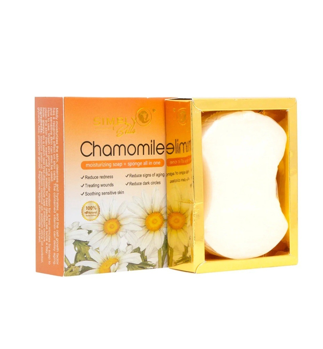 Simply Bella Chamomile Sponge Soap 100g Moisturizing Soothing Hydrating Floral