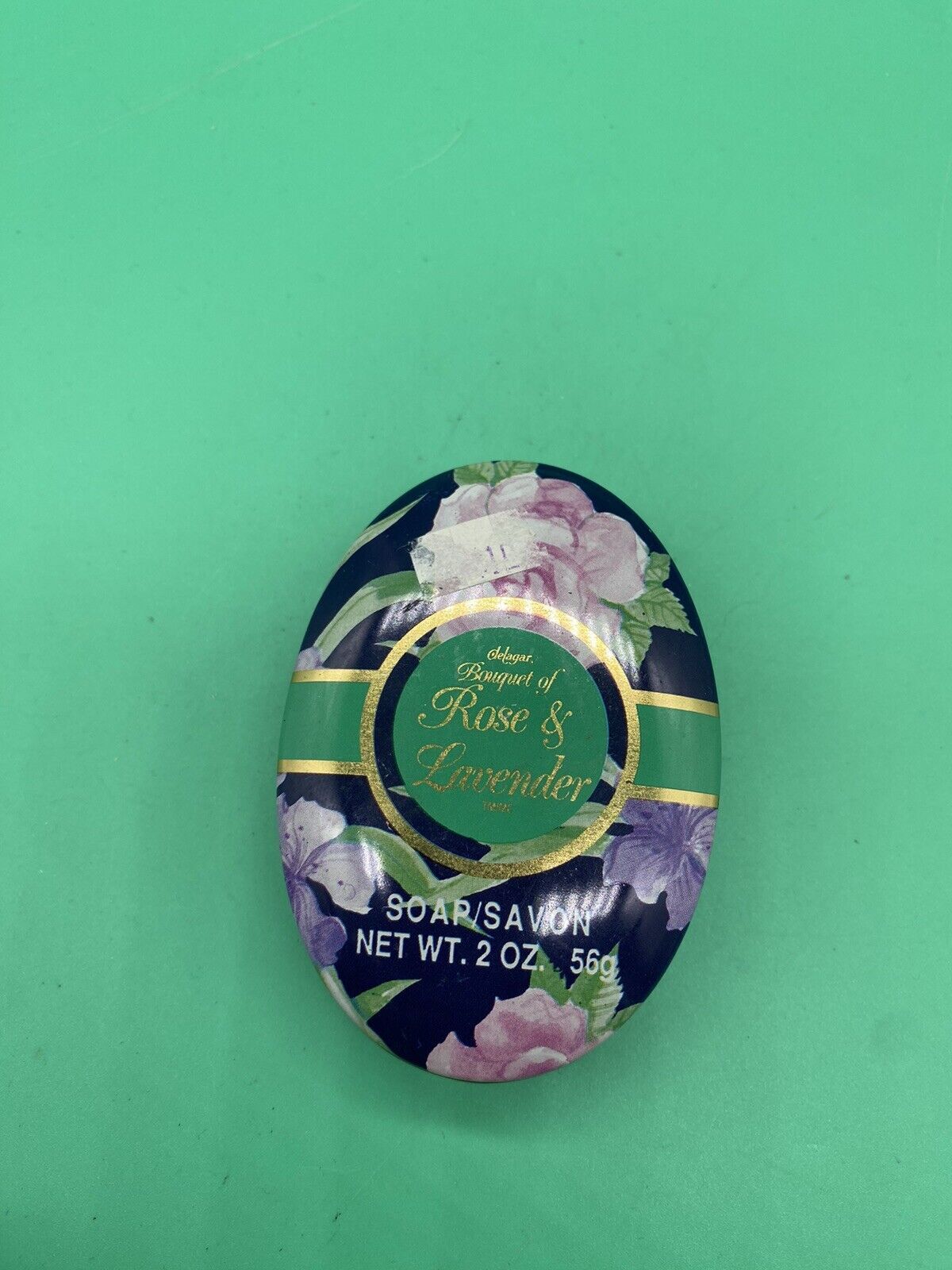 Vintage Rose&Lavender Scented Soap Bar In Tin Box Delegar Savon 2oz Sealed/New