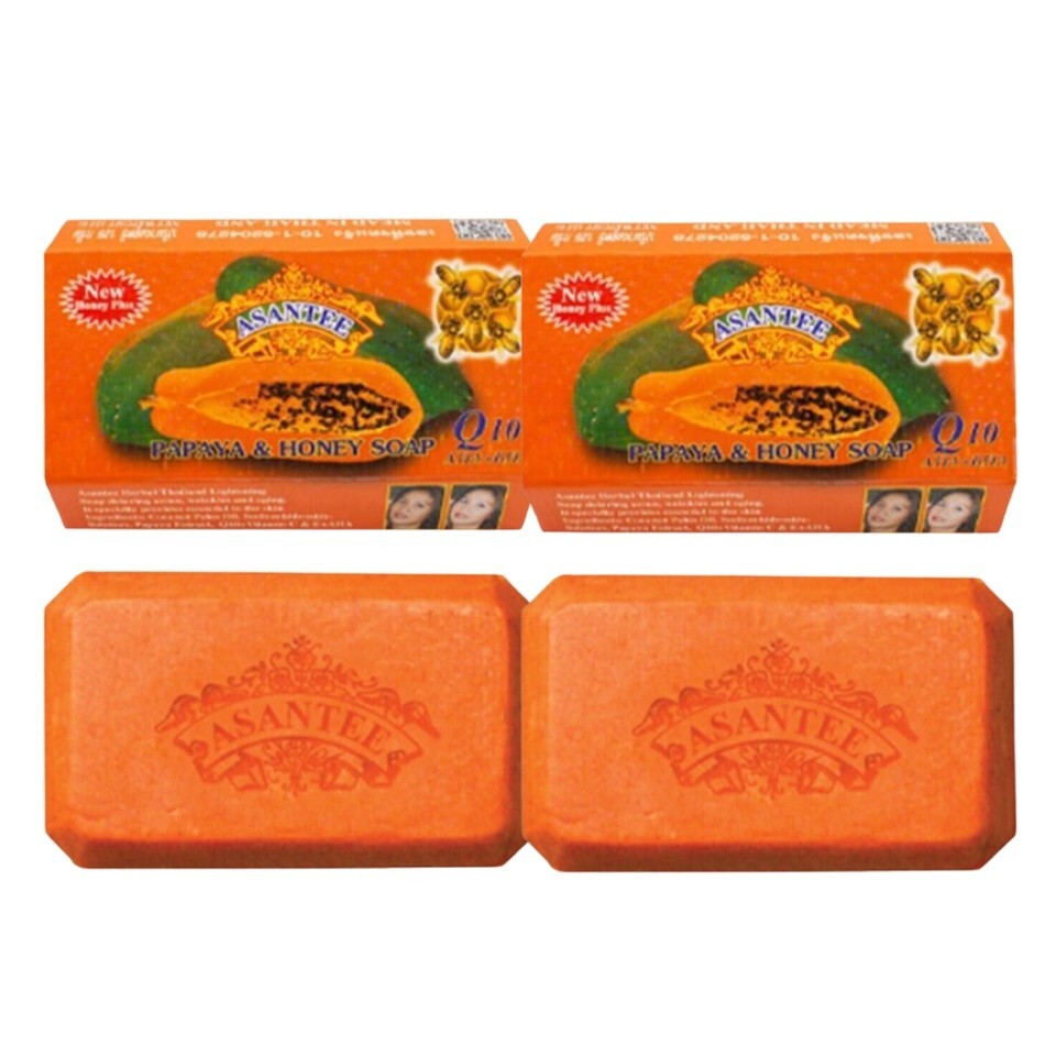 2xAsantee Soap Papaya Honey Skin 125g Herbal Thai Whitening Q10 And AHA Lighten