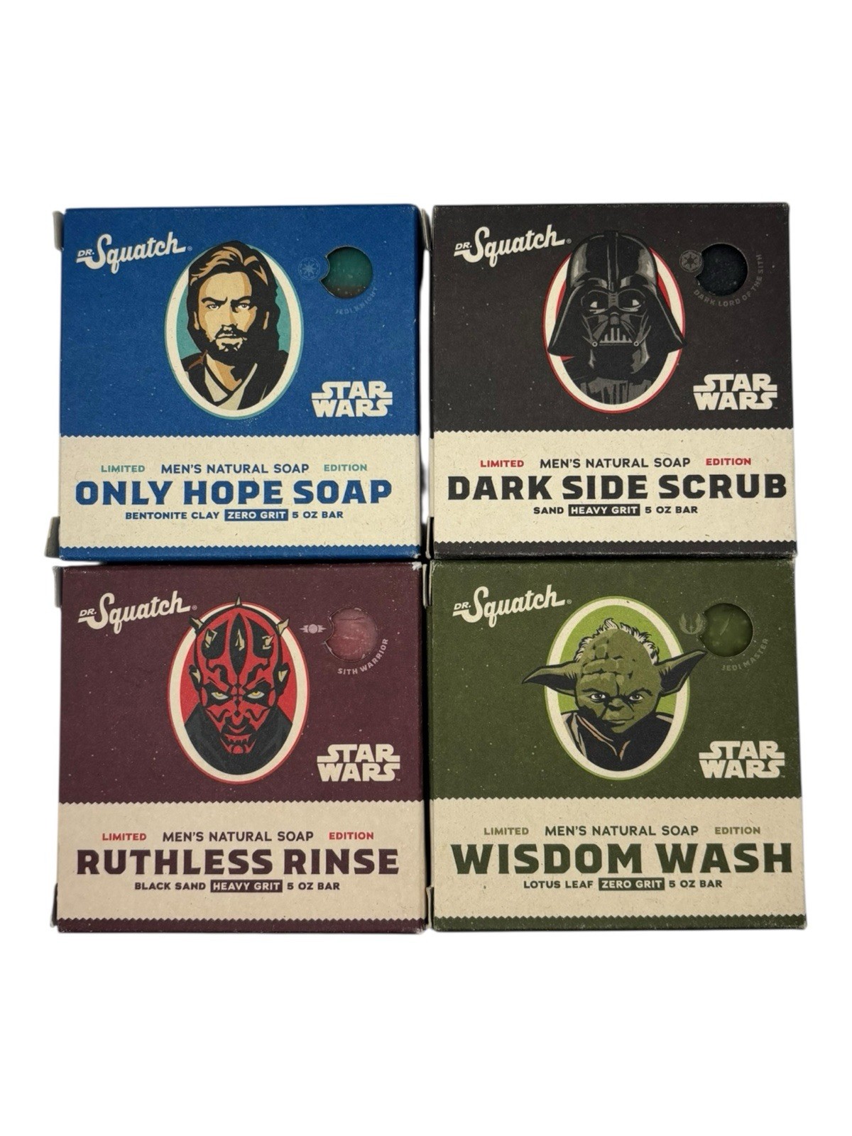 Dr. Squatch Star Wars Soap Dark Side Scrub Wisdom Wash Ruthless Rinse Only Hope