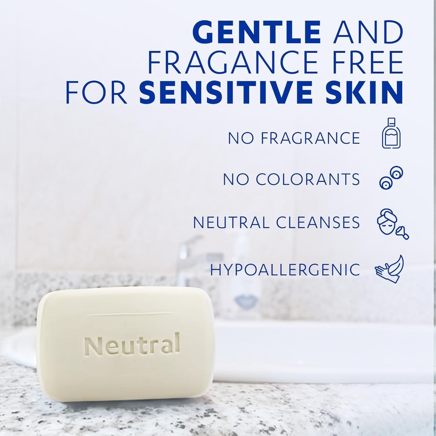 Neutral Hypoallergenic Bar Soap – Fragrance-Free & Dye-Free for Face & Body – Ge