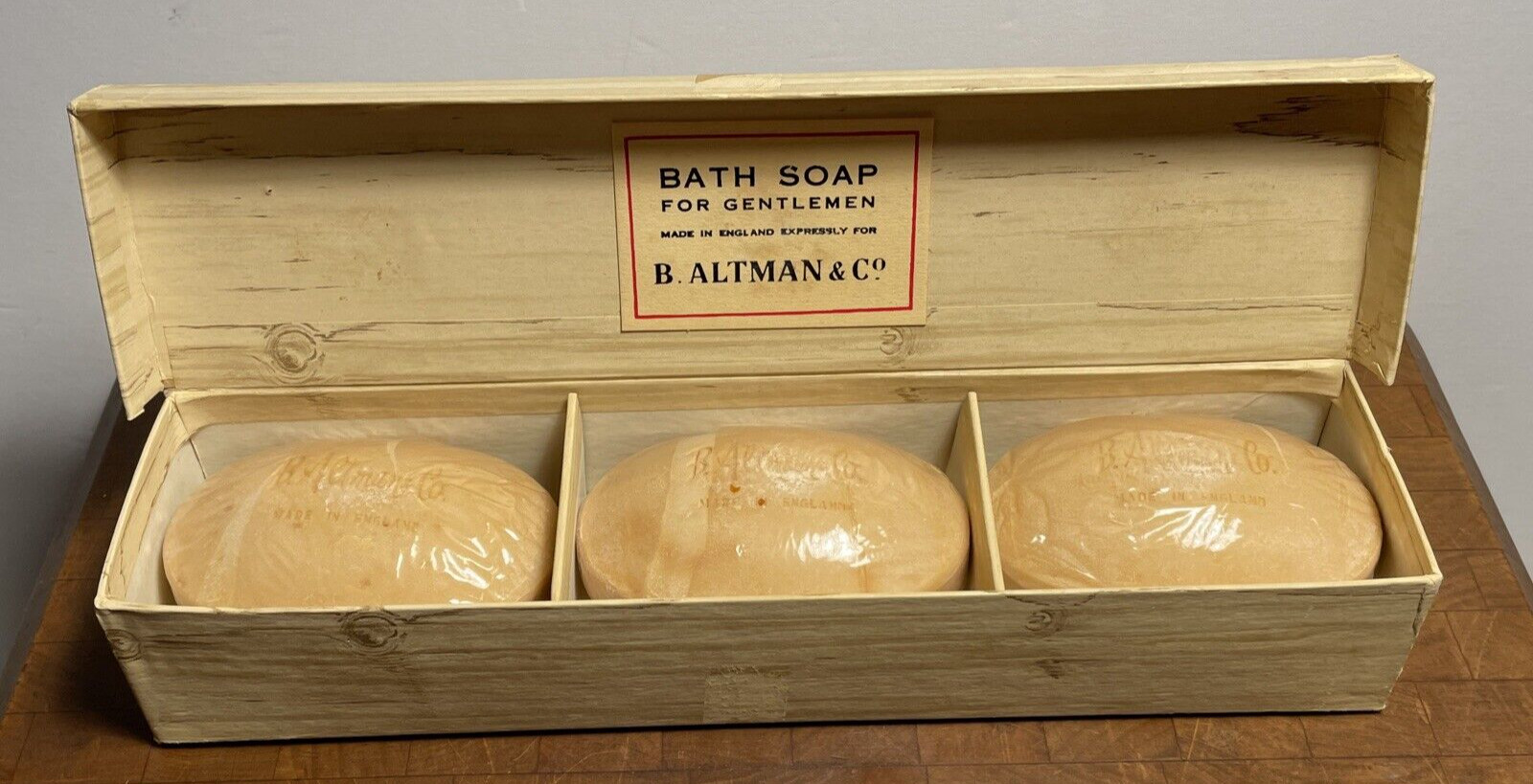 Bath Soap for Gentlemen England Gift Set 3 Large Bars B. Altman Co Discontinued
