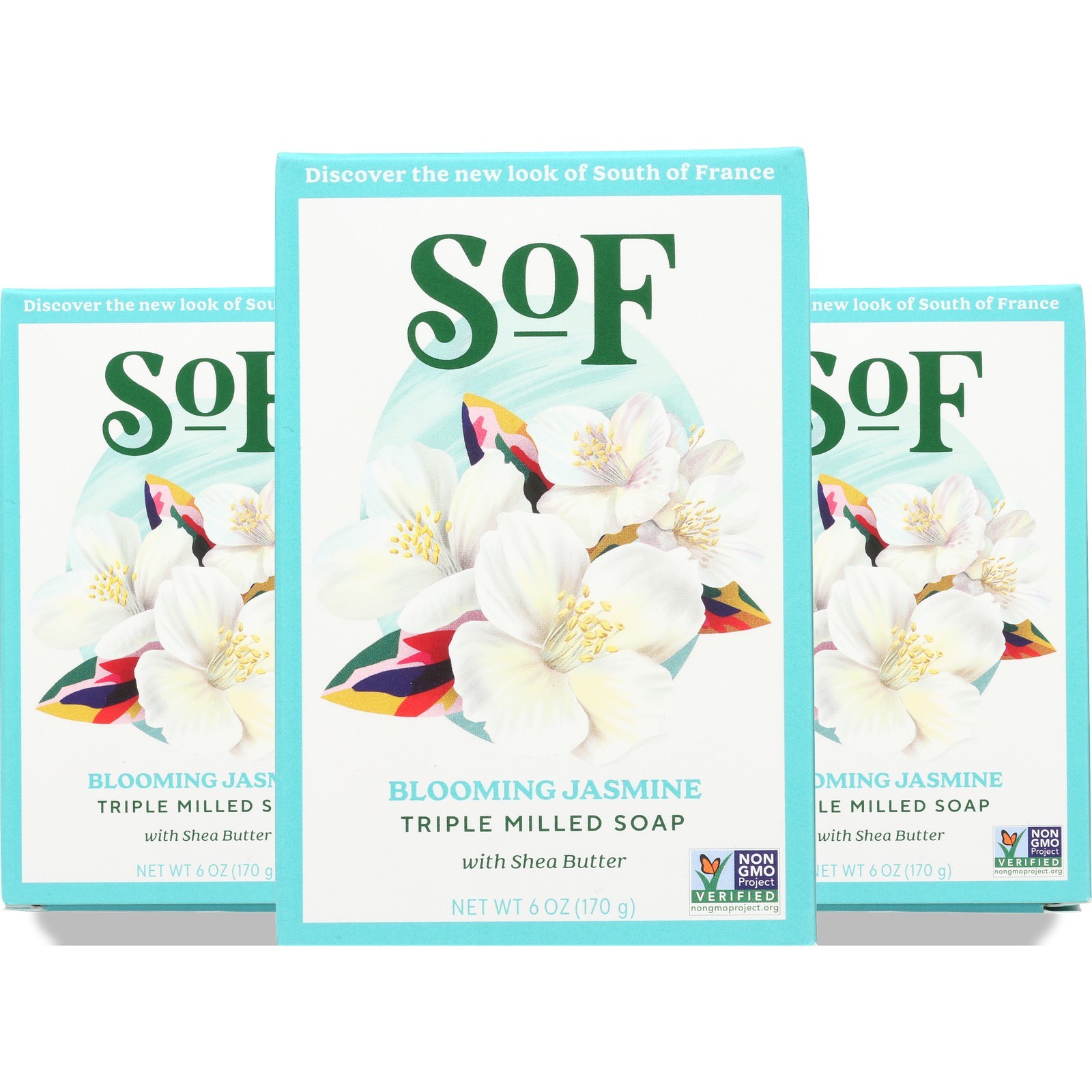 South Of France Blooming Jasmine Triple Milled Bar Soap 6 Oz 3 Pack