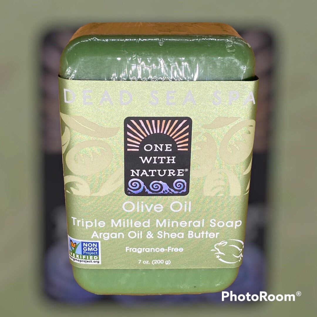 Olive Soap with Dead Sea Minerals, Argan Oil & Shea Butter (Fragrance Free) 7 oz