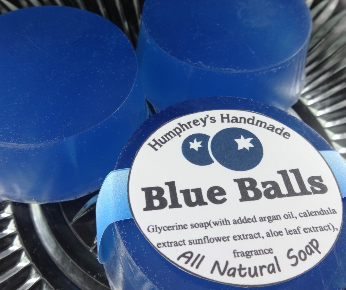 BLUE BALLS Blueberry Shave & Beard Wash Soap Men’s Women’s Puck Glycerin Bar