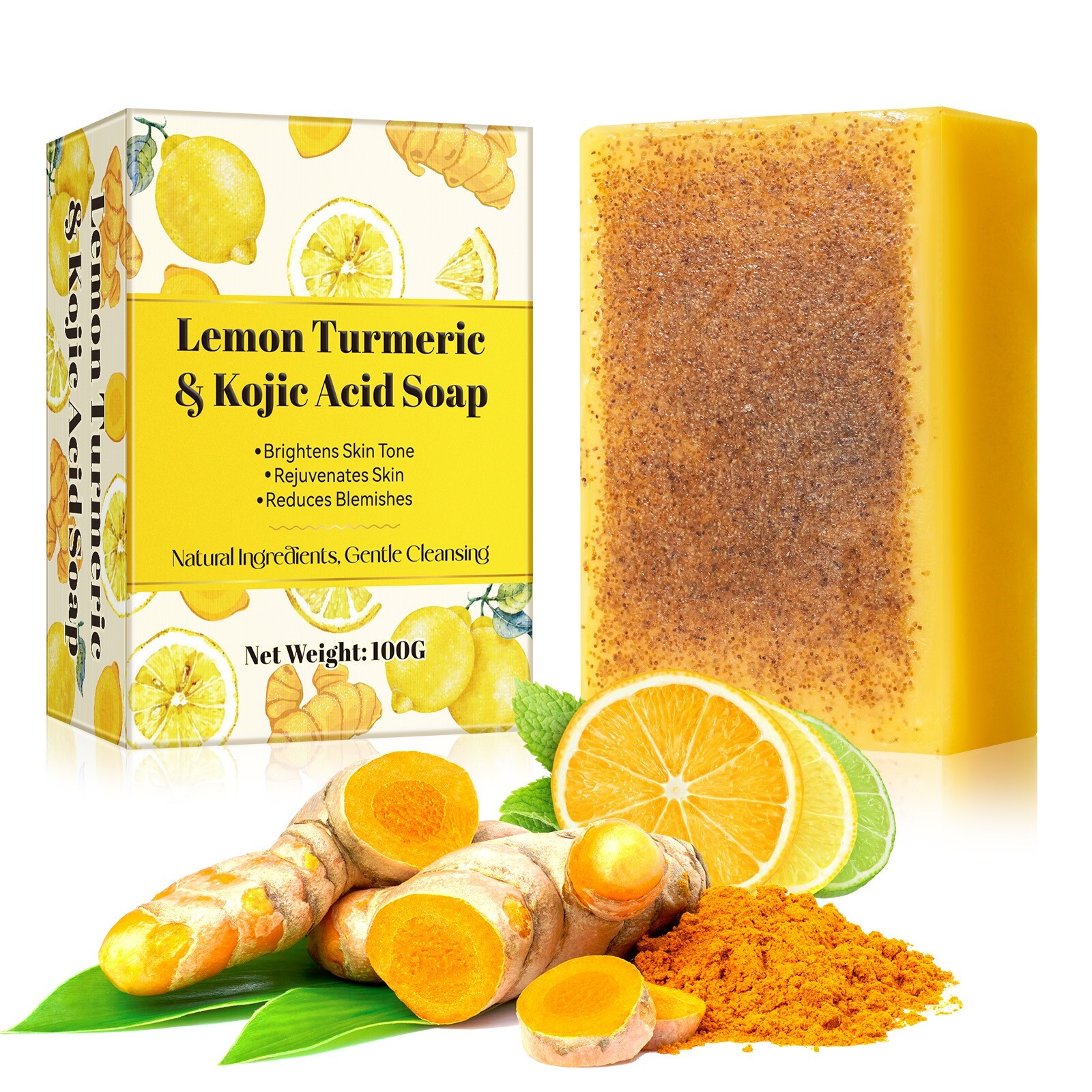 2 Pack Kojic Acid Dark Spot Remover Soap Bars with Vitamin C, Retinol, Collagen