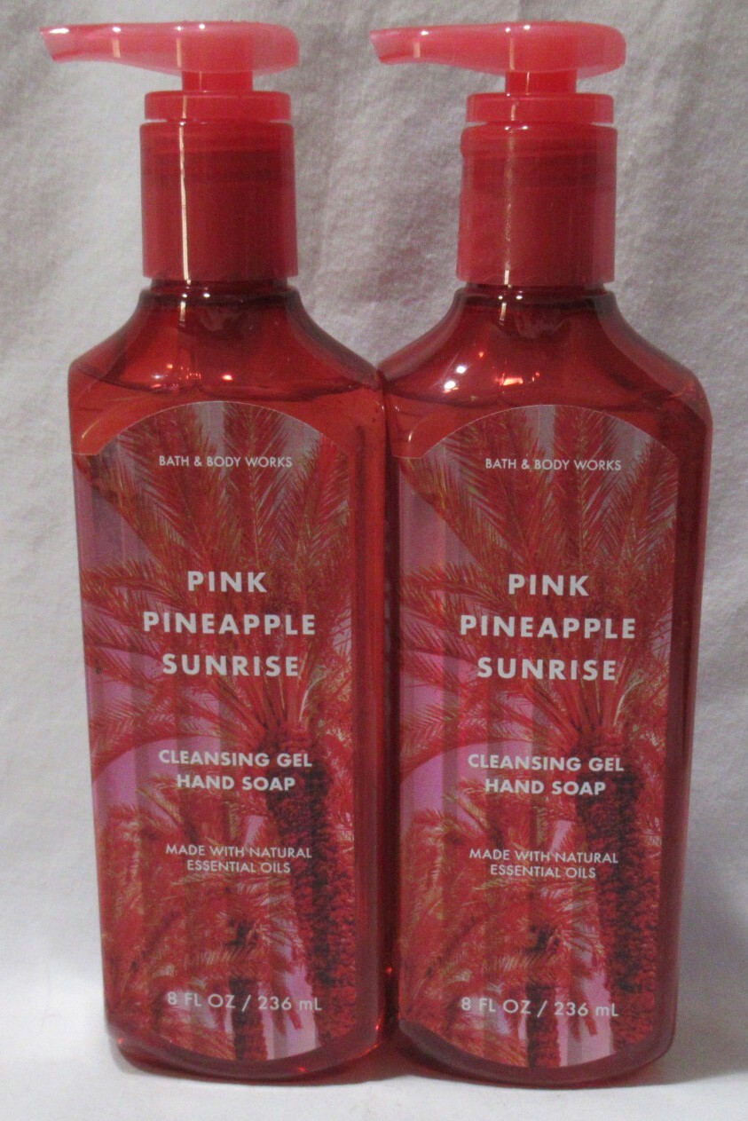 Bath & Body Works Cleansing Gel Hand Soap Lot Set of 2 PINK PINEAPPLE SUNRISE