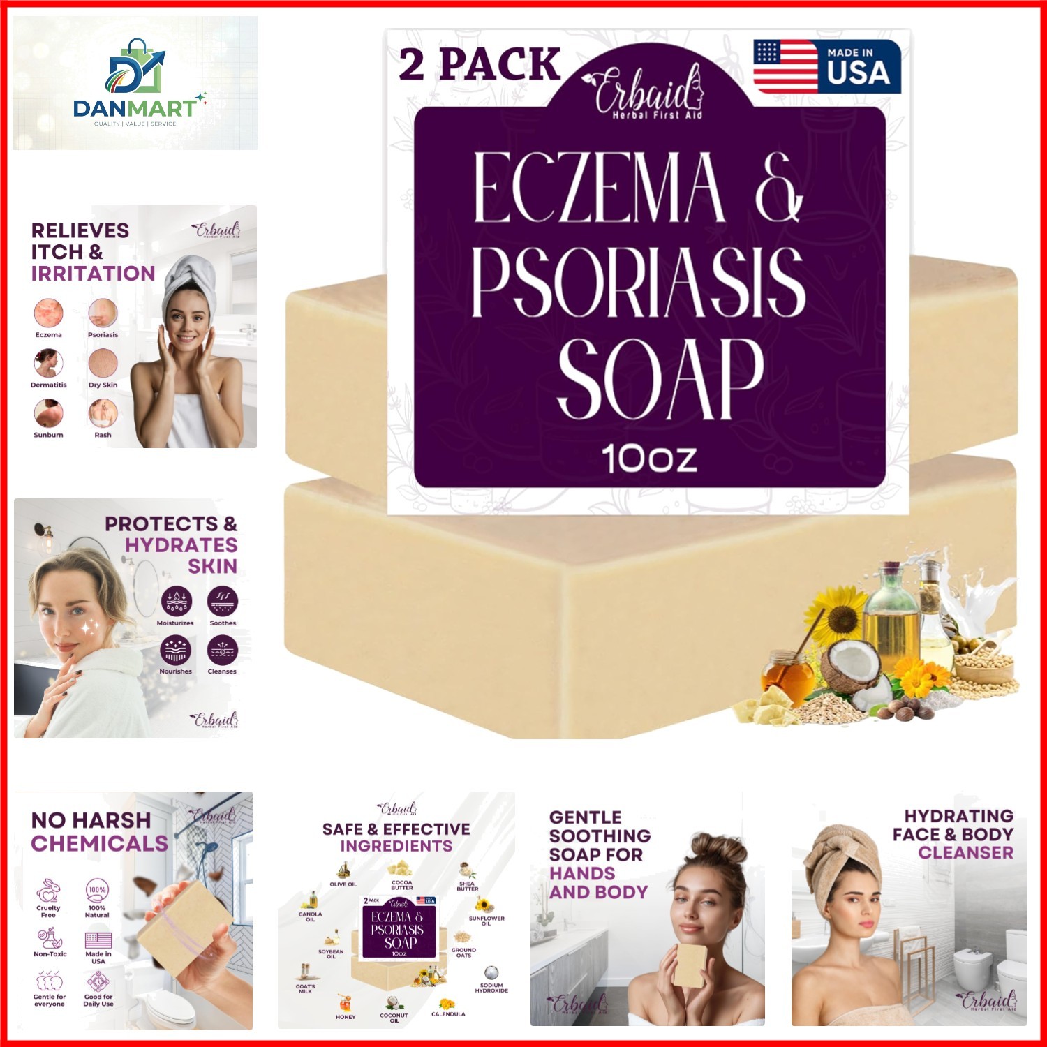 Eczema Soap Bar for Face and Body – All Natural Dermatitis, Psoriasis Treatme…