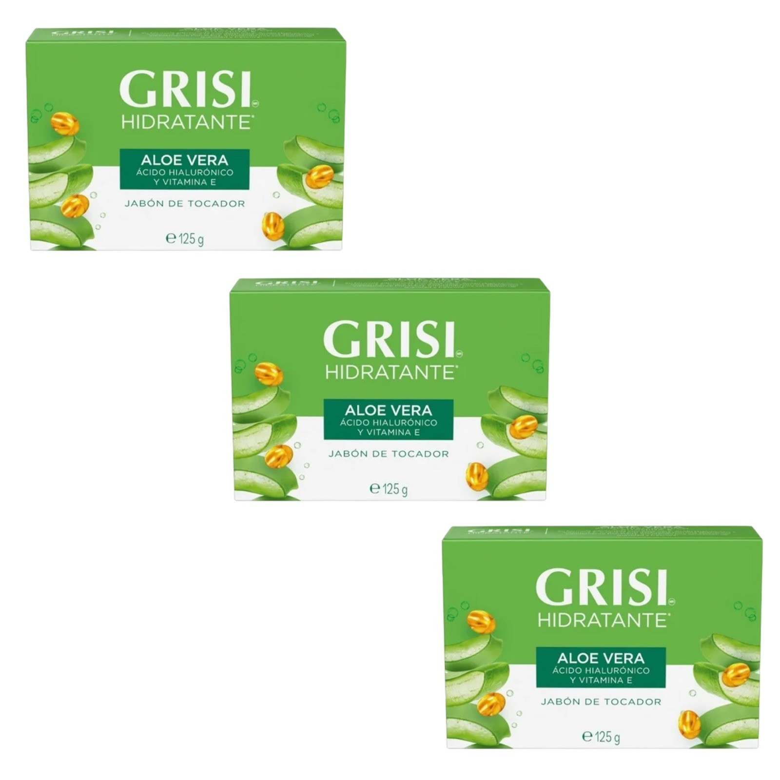 3 JABONES GRISI 🇲🇽 HIDRATANTE (125g c/u) – ALOE VERA Bar Soap (3 Pack)