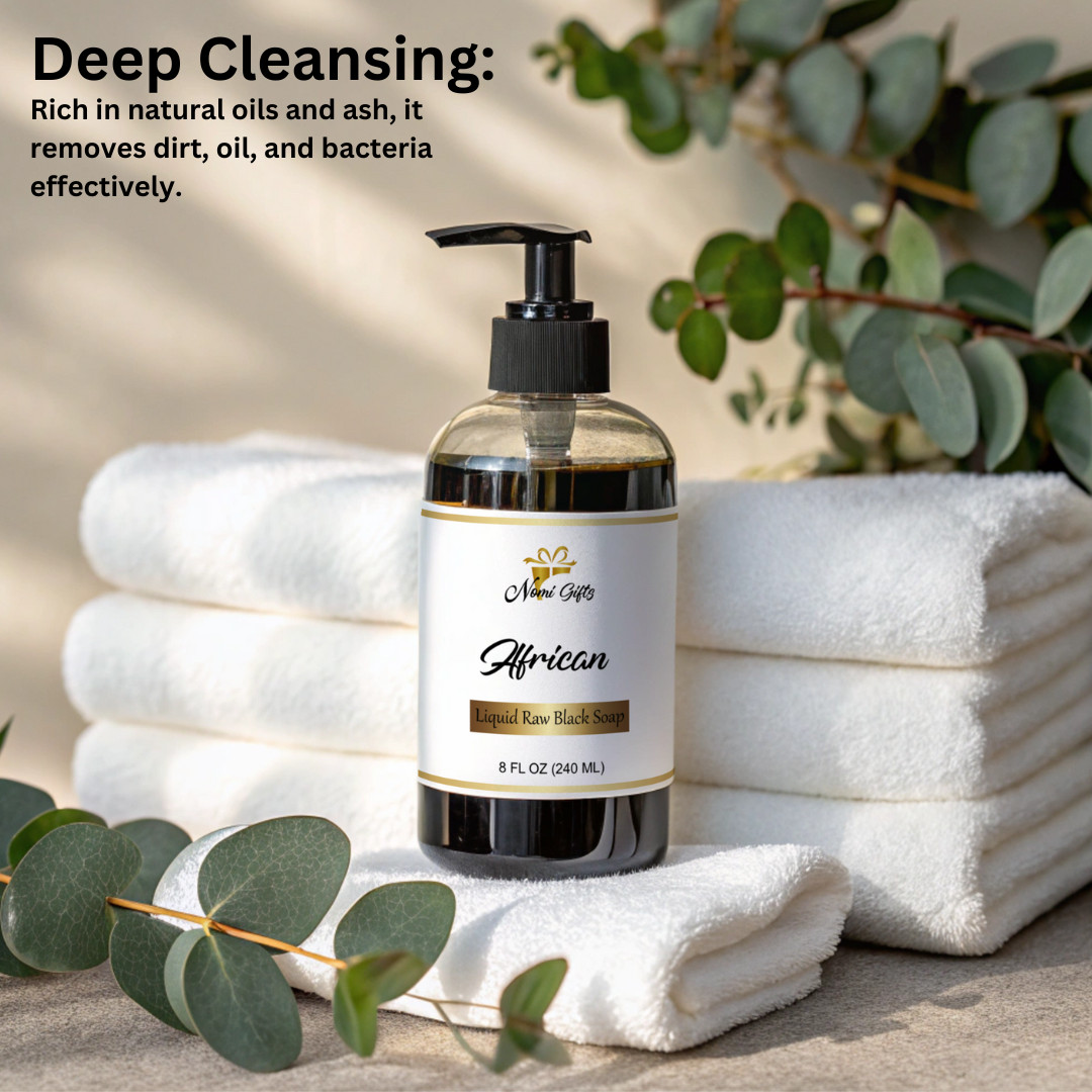 African Black Liquid Soap for Acne, Anti Aging, Dry Skin Relief