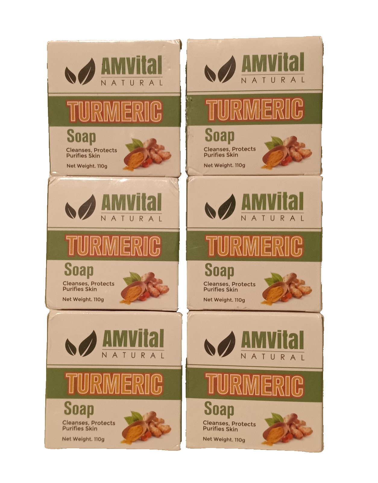 6x AM Vital Natural Turmeric Bar Soap For Face & Boby 10g Each. Ex.2027