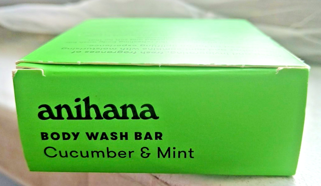 Anihana Cucumber Mint Body Wash Soap Bar 2.8 oz Hemp Seed Oil Shower Refresh NEW