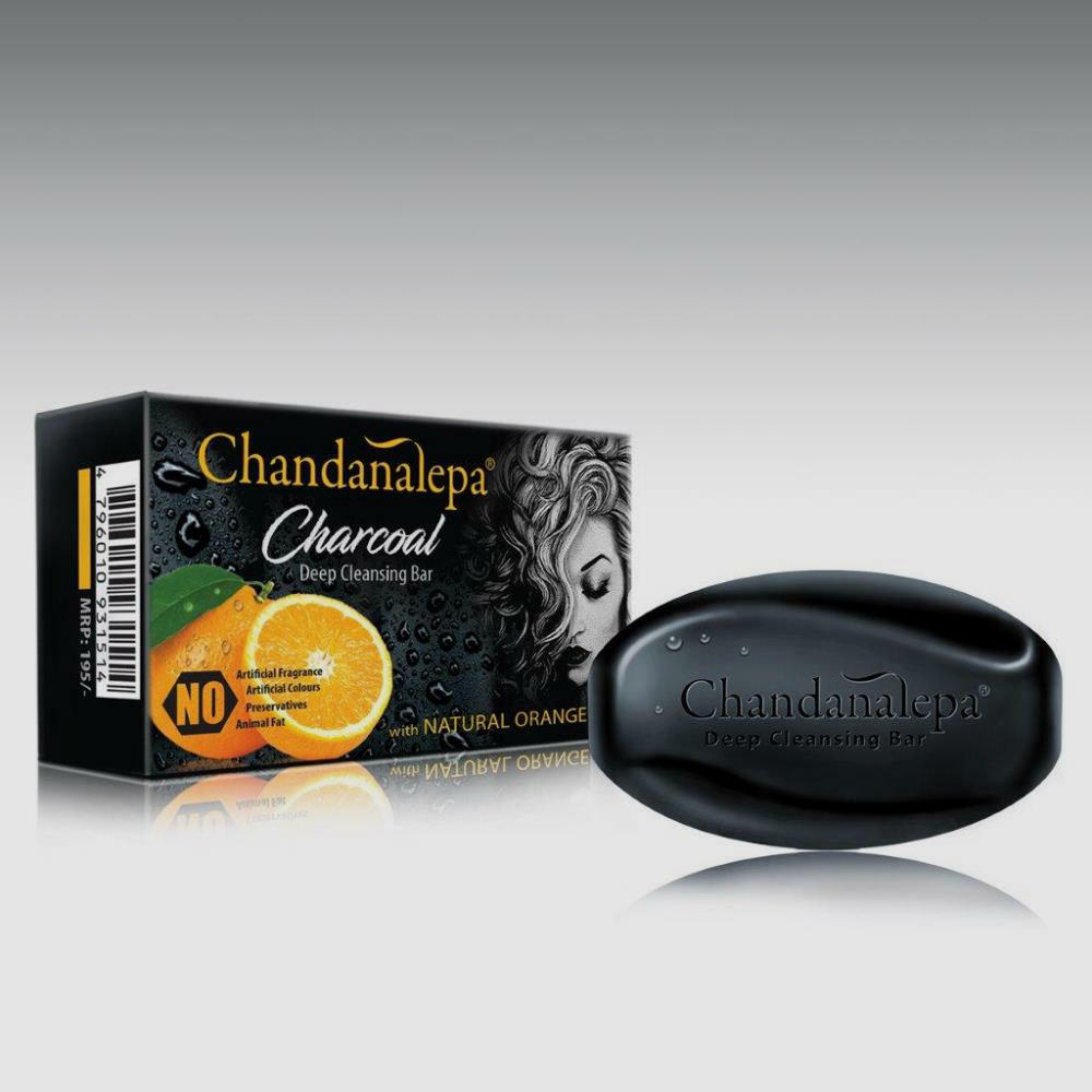 Chandanalepa Charcoal Deep Cleansing Bar 100% Organic natural coconut shells 100