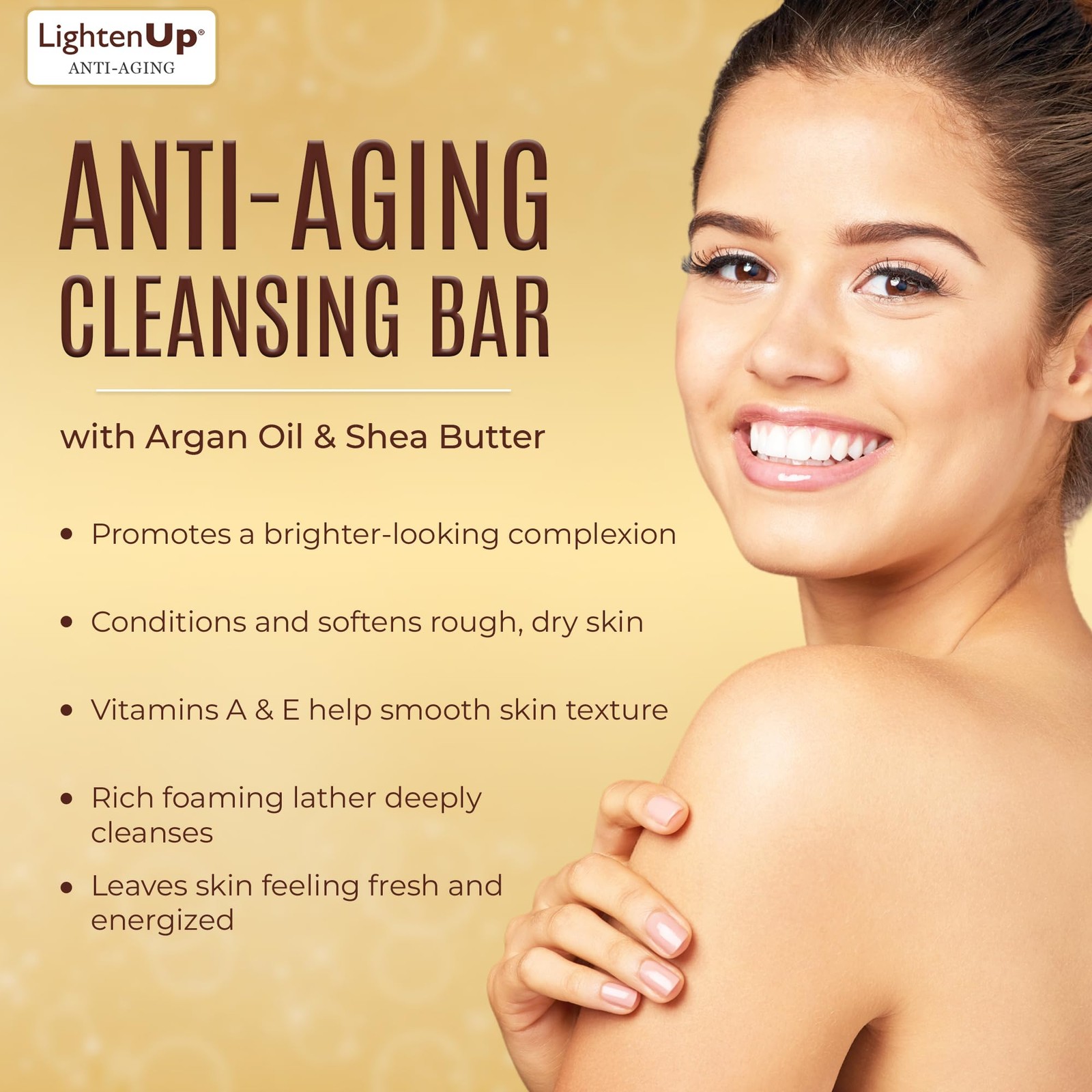 LightenUp Anti-Aging Cleansing Bar Soap 200g – Anti-oxidant Properties, with …