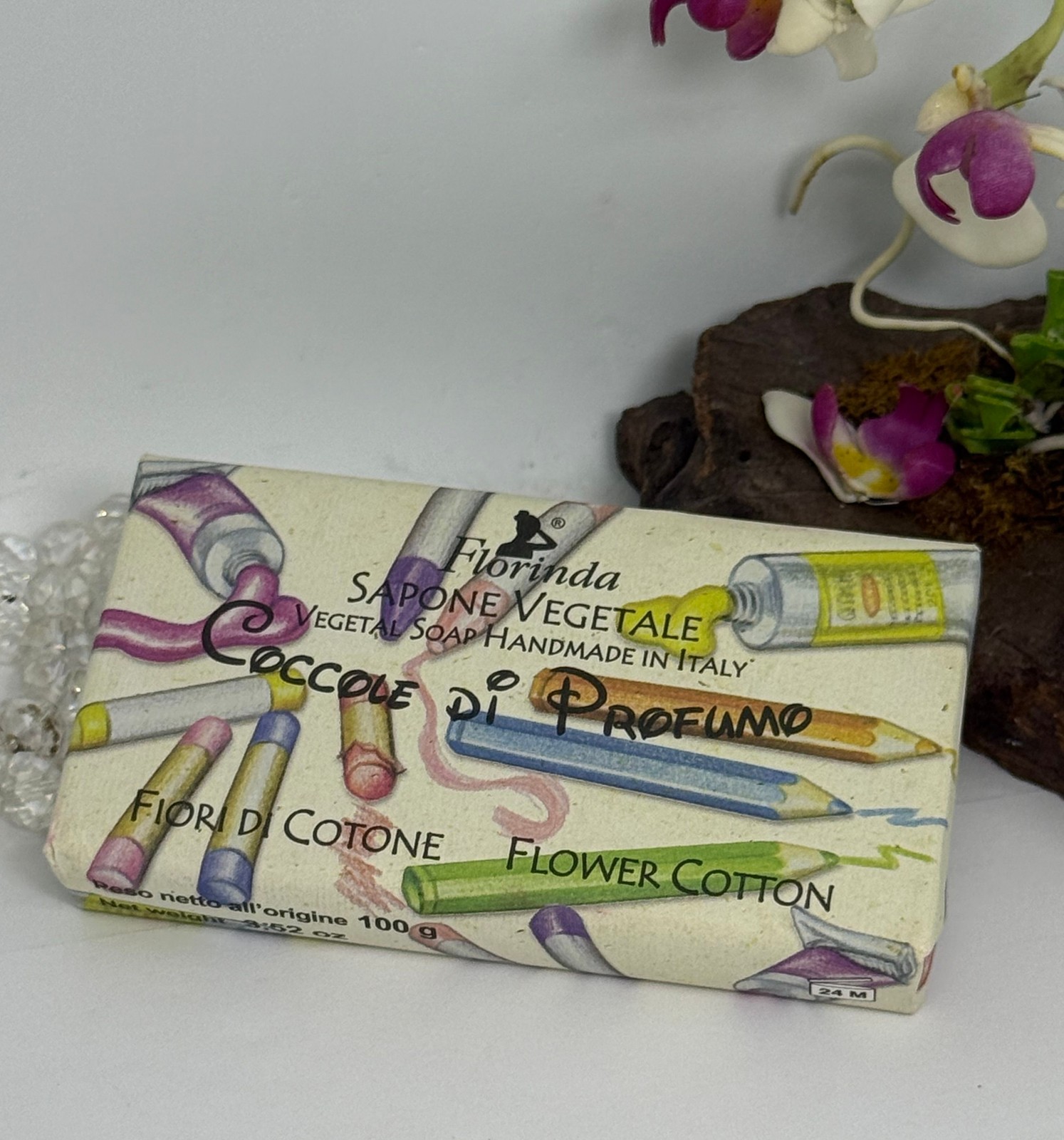 2x Florinda Vegetable Perfumed Bath Soap – Talc & Flower Cotton – 3.52 oz – New