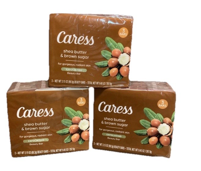 Lot of 3 Caress Shea Butter Brown Sugar Bar Soap 3.15oz Each Total 9 Bars SEALED
