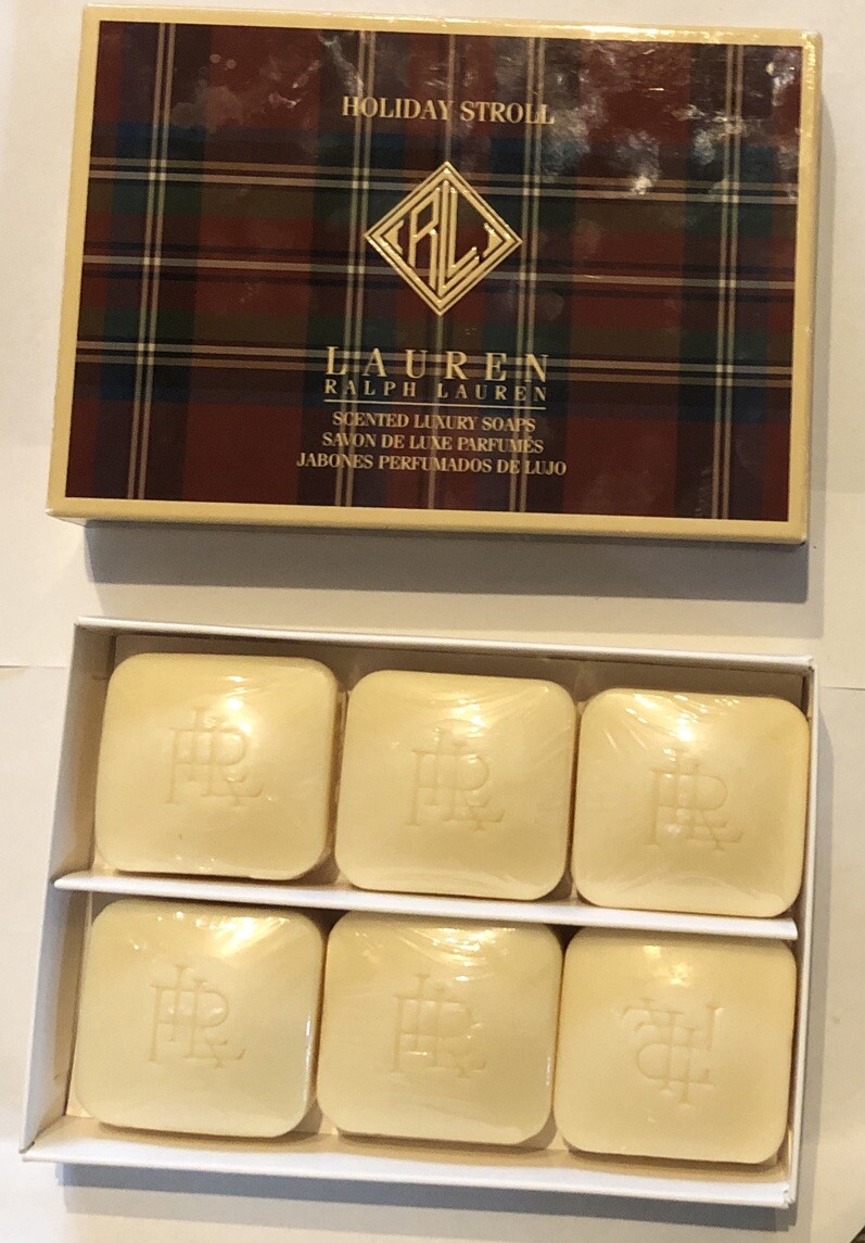 RALPH LAUREN – HOLIDAY STROLL Box OF 6 Bars of Winter Scented Luxury Soaps