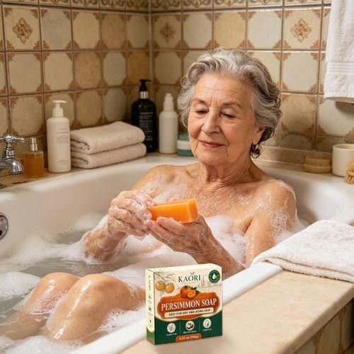 Persimmon Soap Green Tea Extract For Dry Aging Skin Unisex 1pc