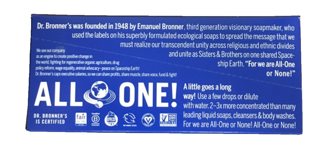 Dr Bronner’s 18 in 1 hemp peppermint pure castile Soap 12-2 oz Bottles